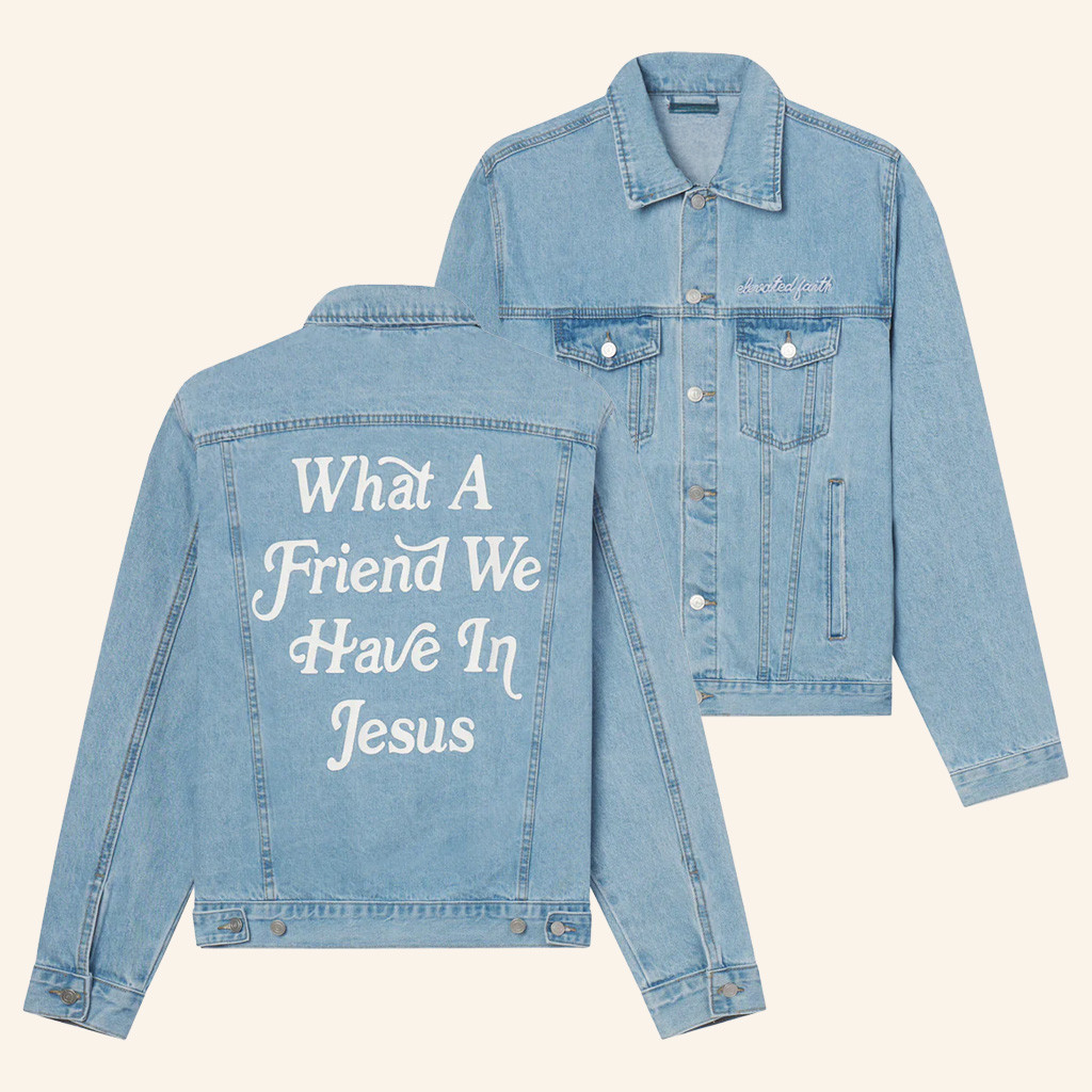 Christian Merch What A Friend In Jesus Denim Jacket Faith Based Gifts For Husband