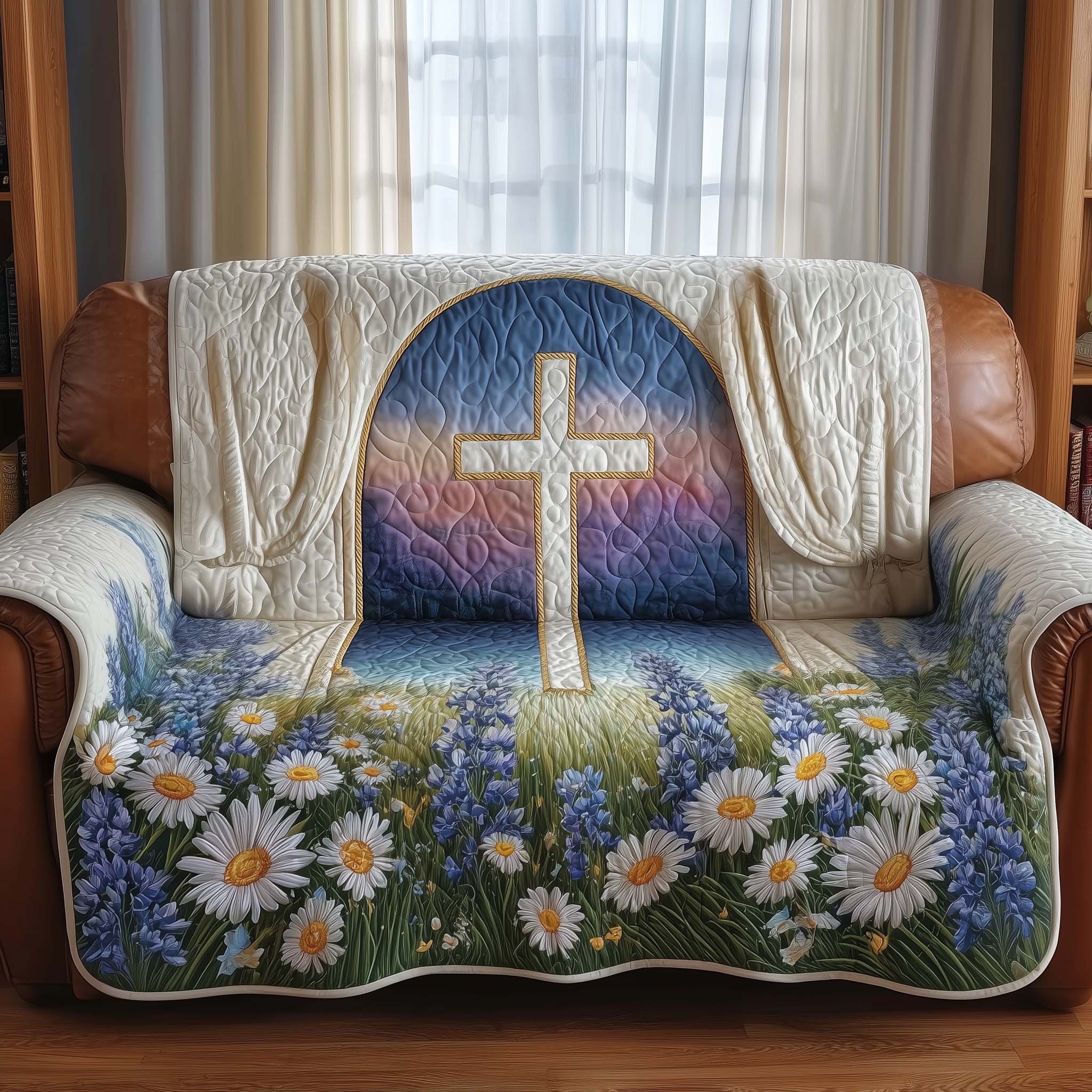 Christian Quilted Sofa Cover Faith Hope Love Theme Protector The Gift Of Faith