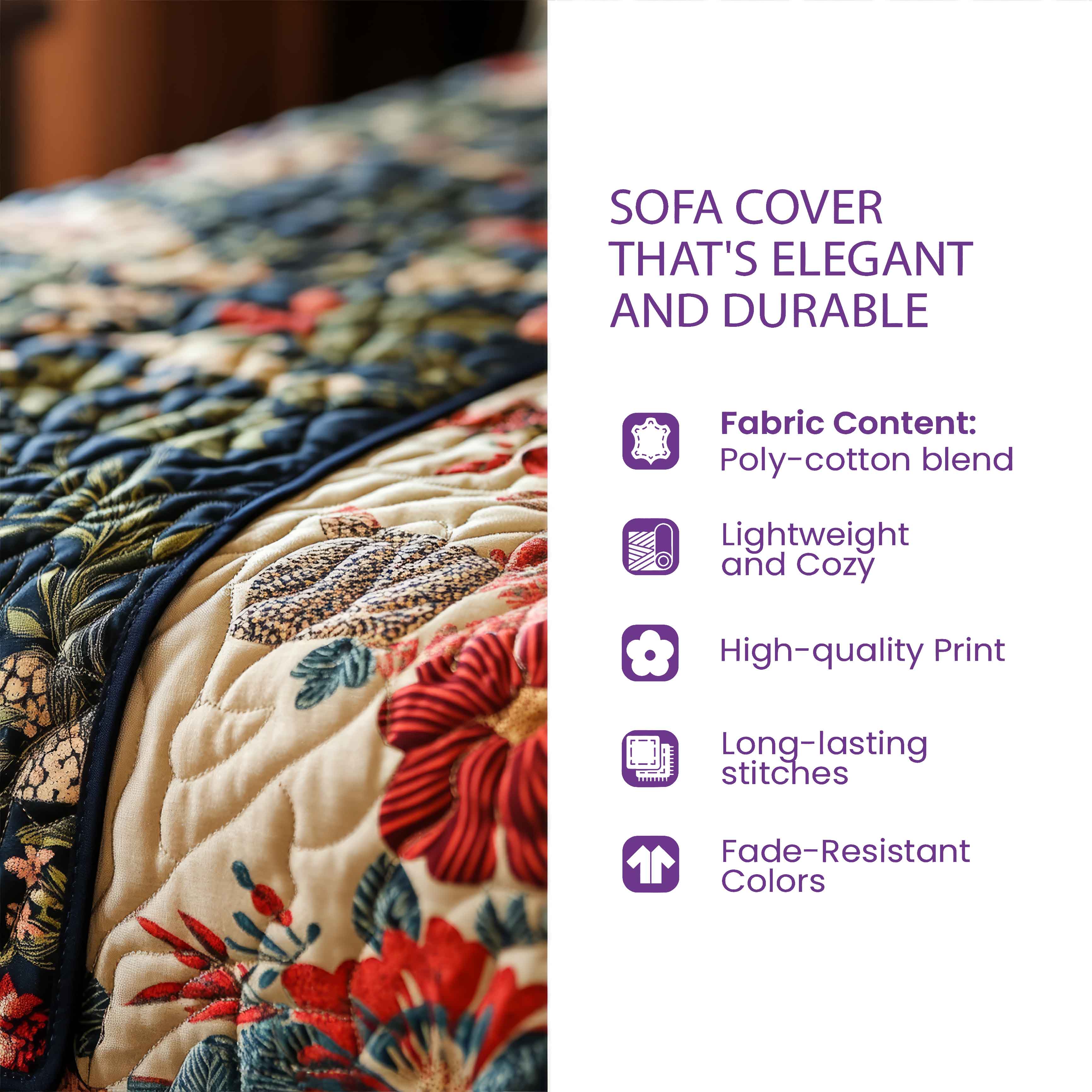 Christian Quilted Sofa Cover Inspirational Cross and Dove Motif The Gift Of Faith