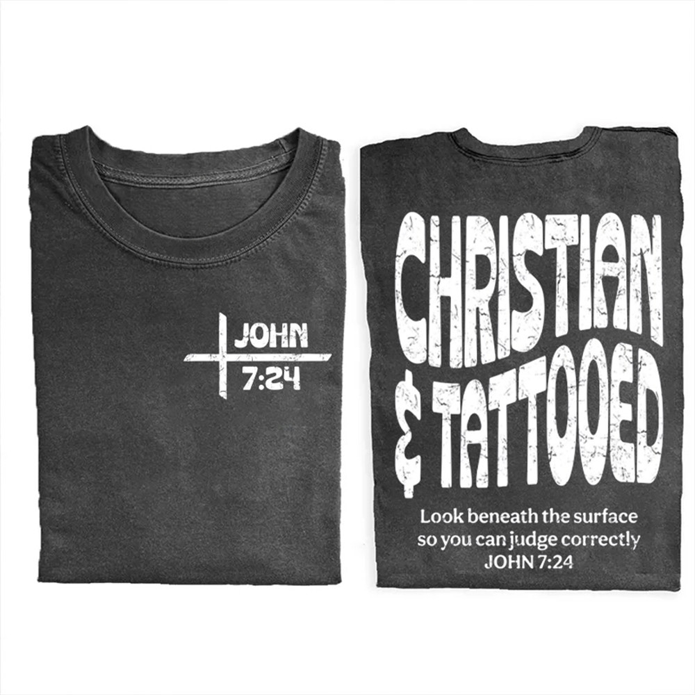 Christian Tatooed Bible Verse T-Shirt Faith Based Clothes Best Christian Gift For Him