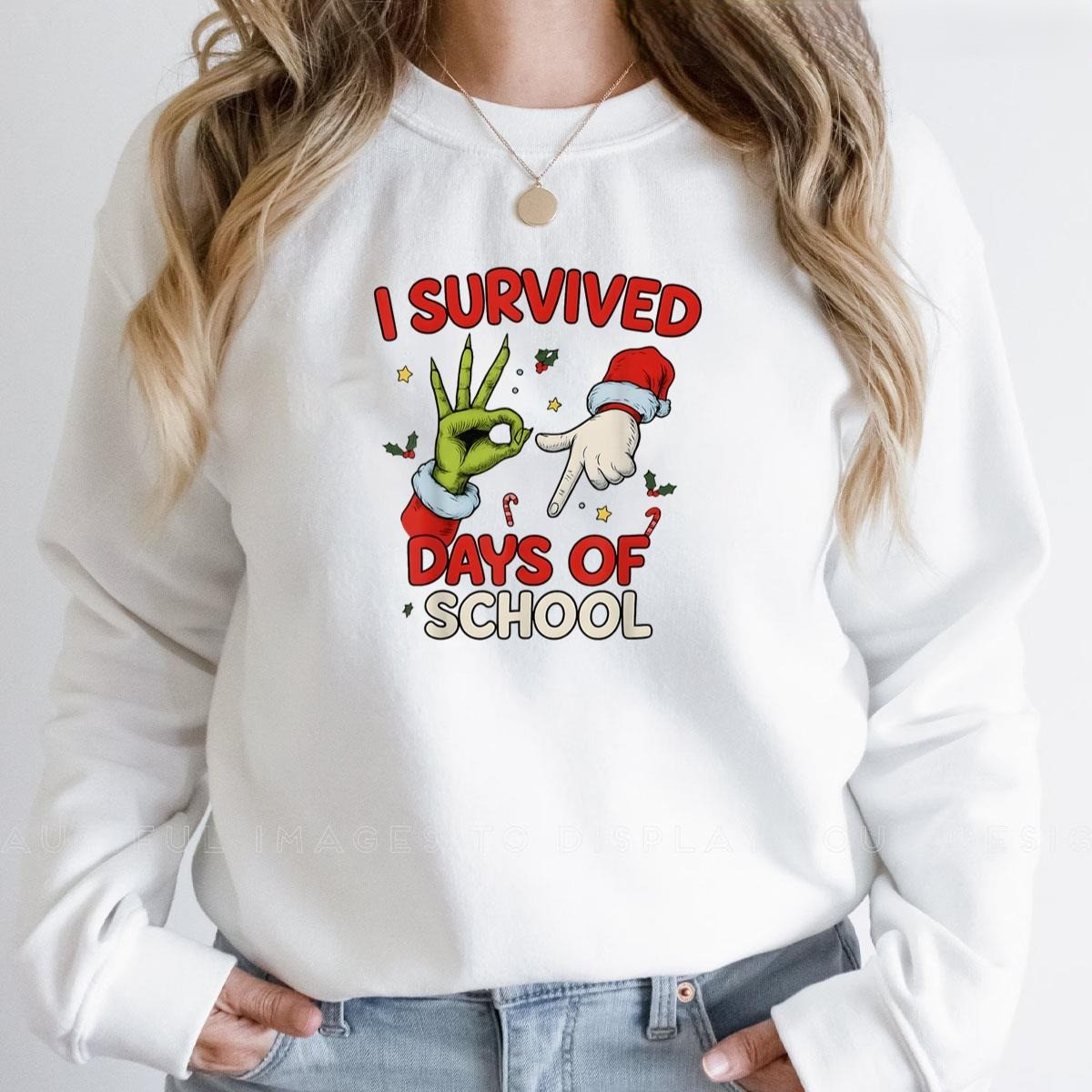 Christmas 67 Days Of School Sweatshirt Cute Grinch Hand Clothes Xmas Present For Teens
