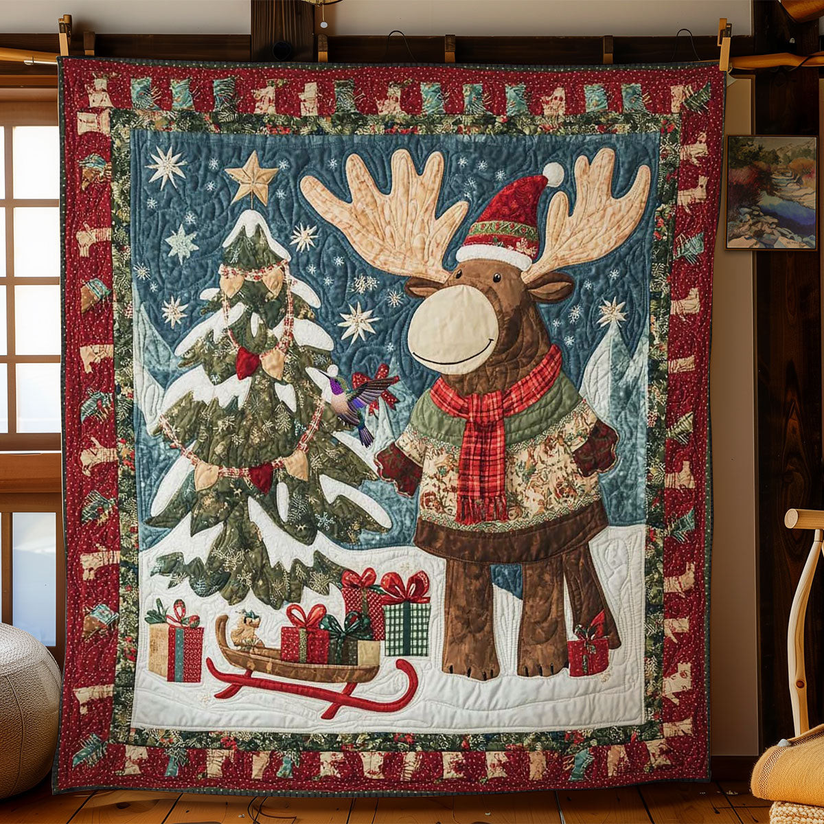 Christmas Alces Holiday Christmas Quilt Blanket Christmas Gift Ideas For Coworkers