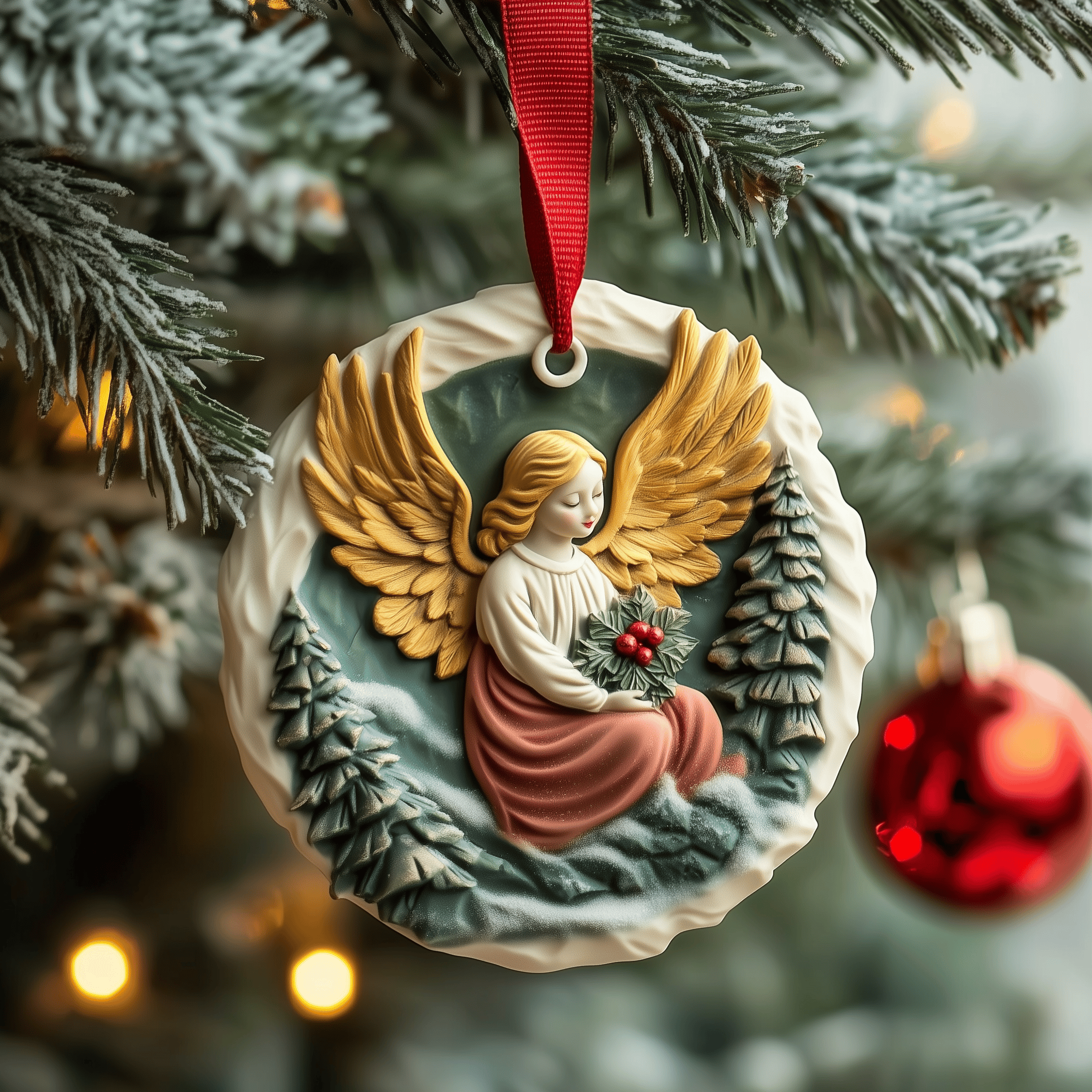 Christmas Angel Mica Ornament Feel the Warmth of Christmas with a Timeless Ornament