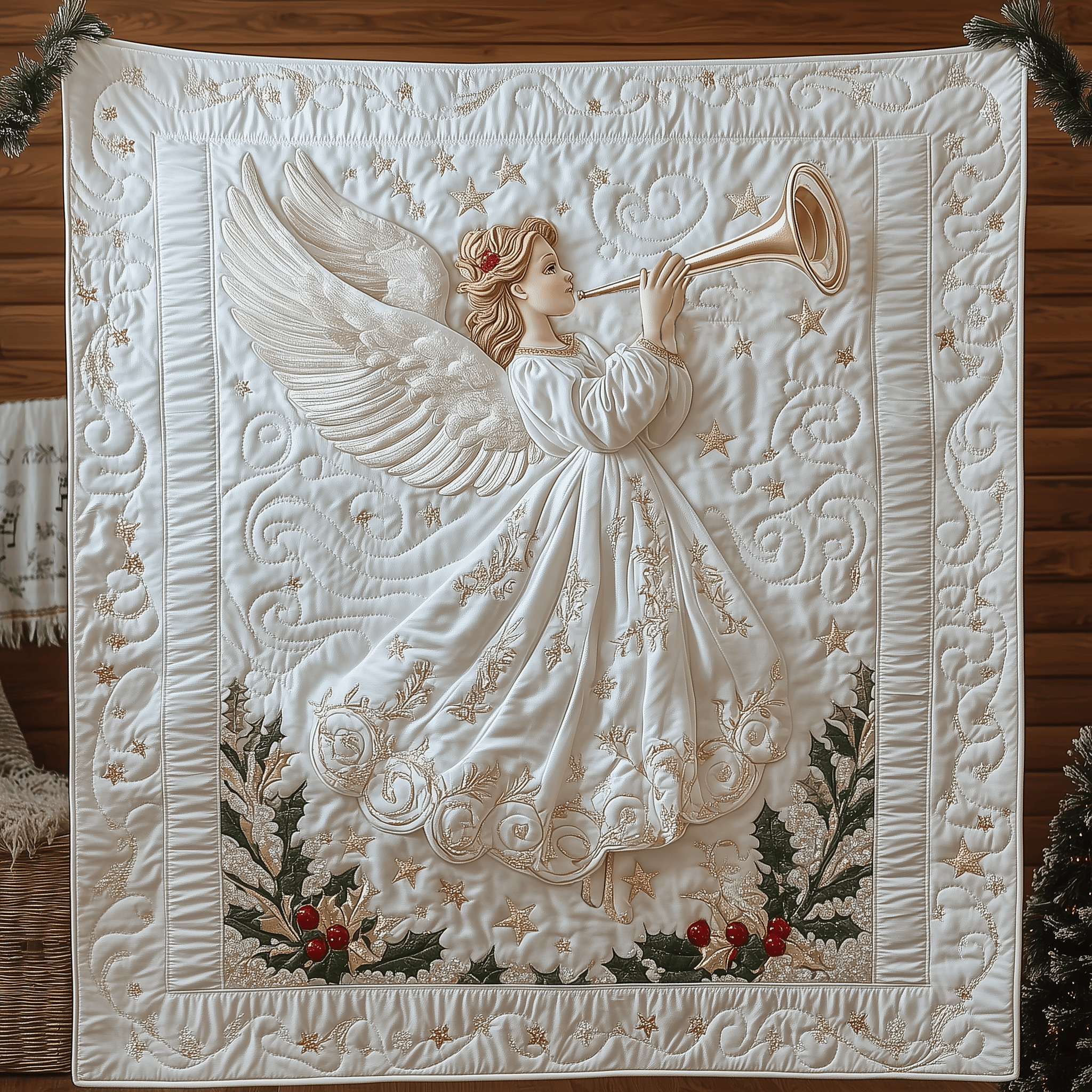 Christmas Angel Quilted Blanket Christmas Quilted Blanket Religious Gift for Mom