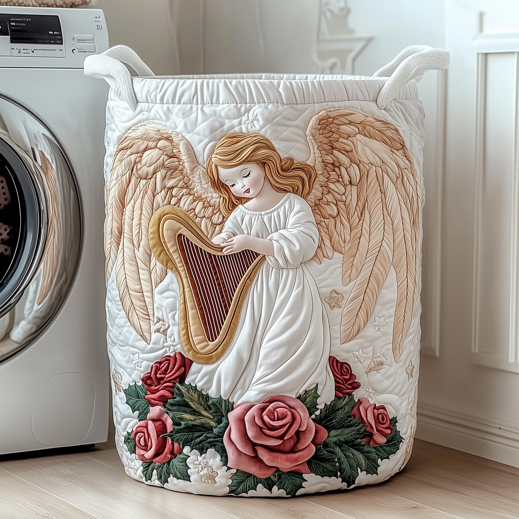 Christmas Angel Quilted Laundry Basket Merch For Mom