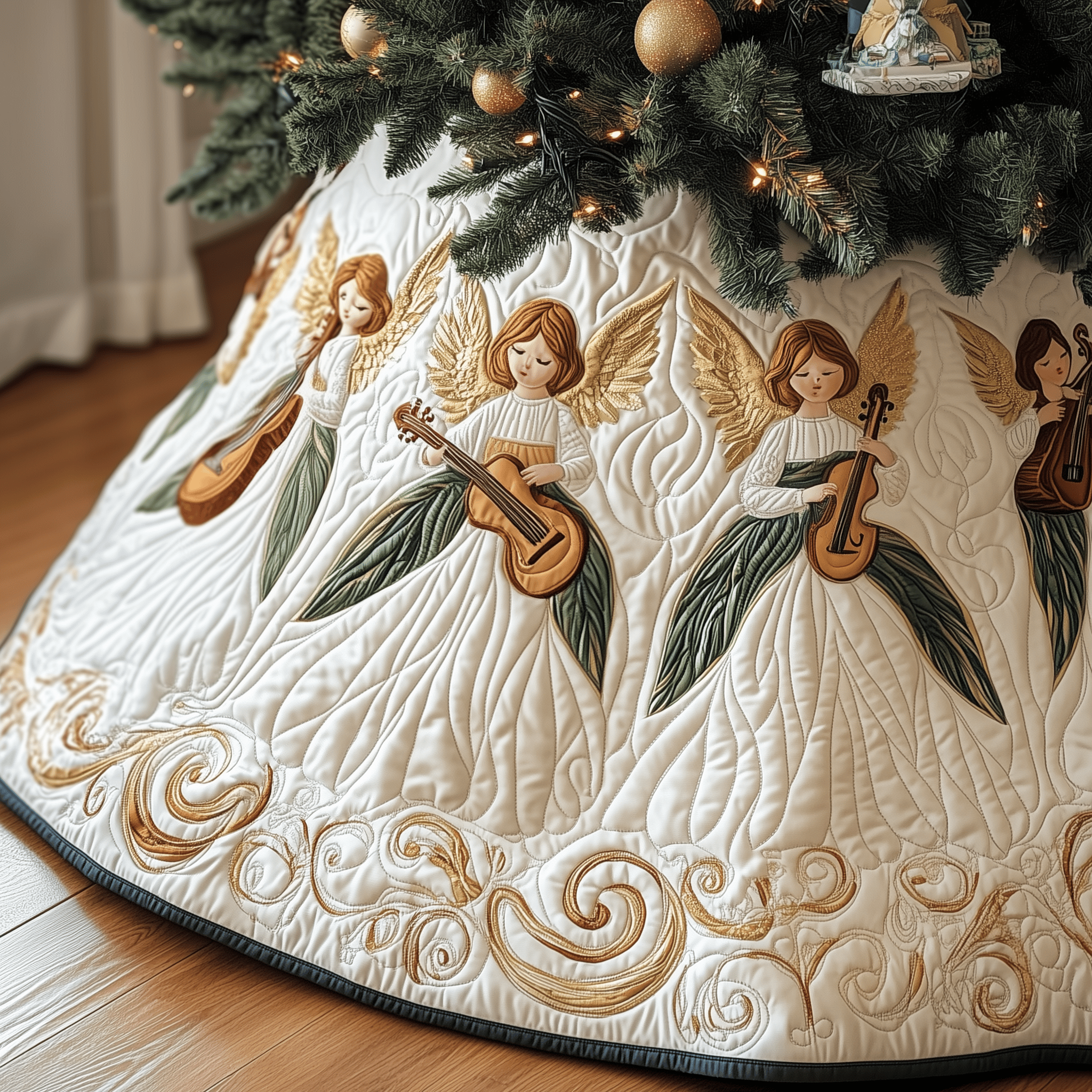 Christmas Angel Quilted Tree Skirt Christmas Tree Surround Last Minute Christmas Gifts For Mom