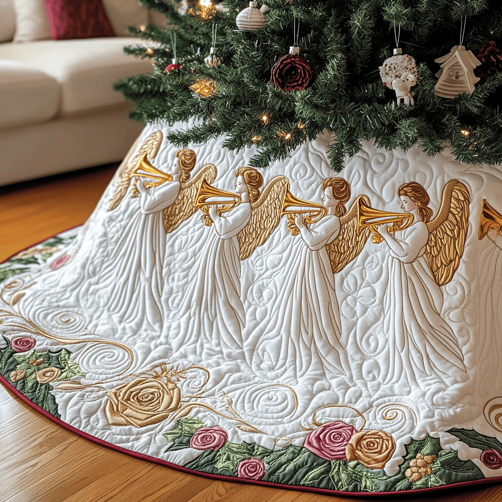 Christmas Angel Quilted Tree Skirt Velvet Tree Skirt Best Gift For Sister In Law For Christmas