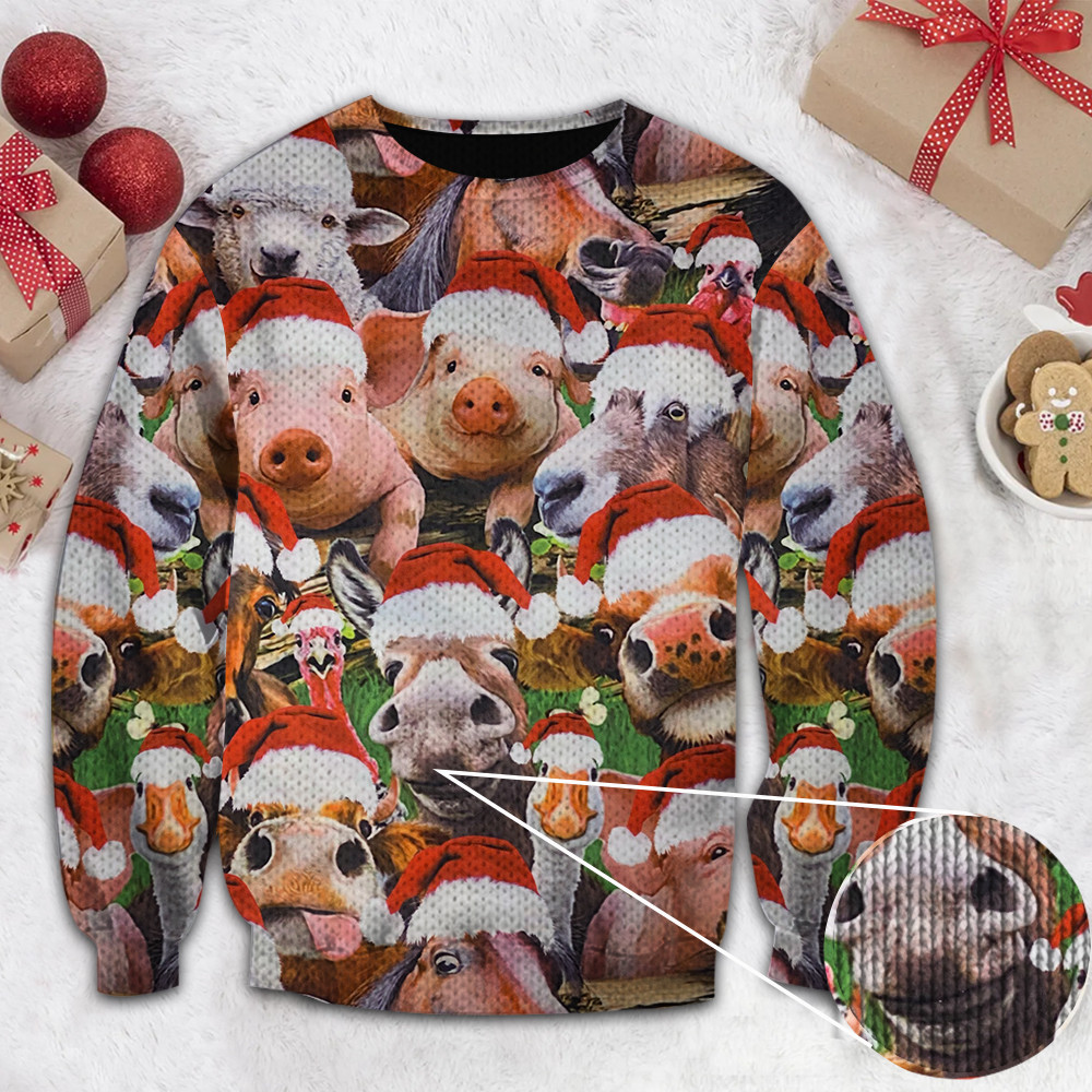 Christmas Animals Farm Sweater Funny Christmas Sweater Gifts For Farmers