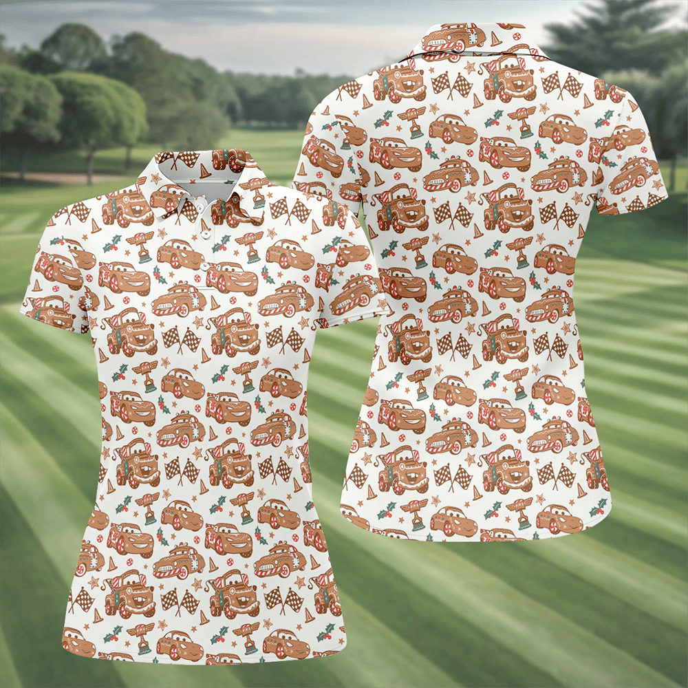 Christmas Animation Car Polo Shirt Winter Clothing Christmas Gifts For Golf Players