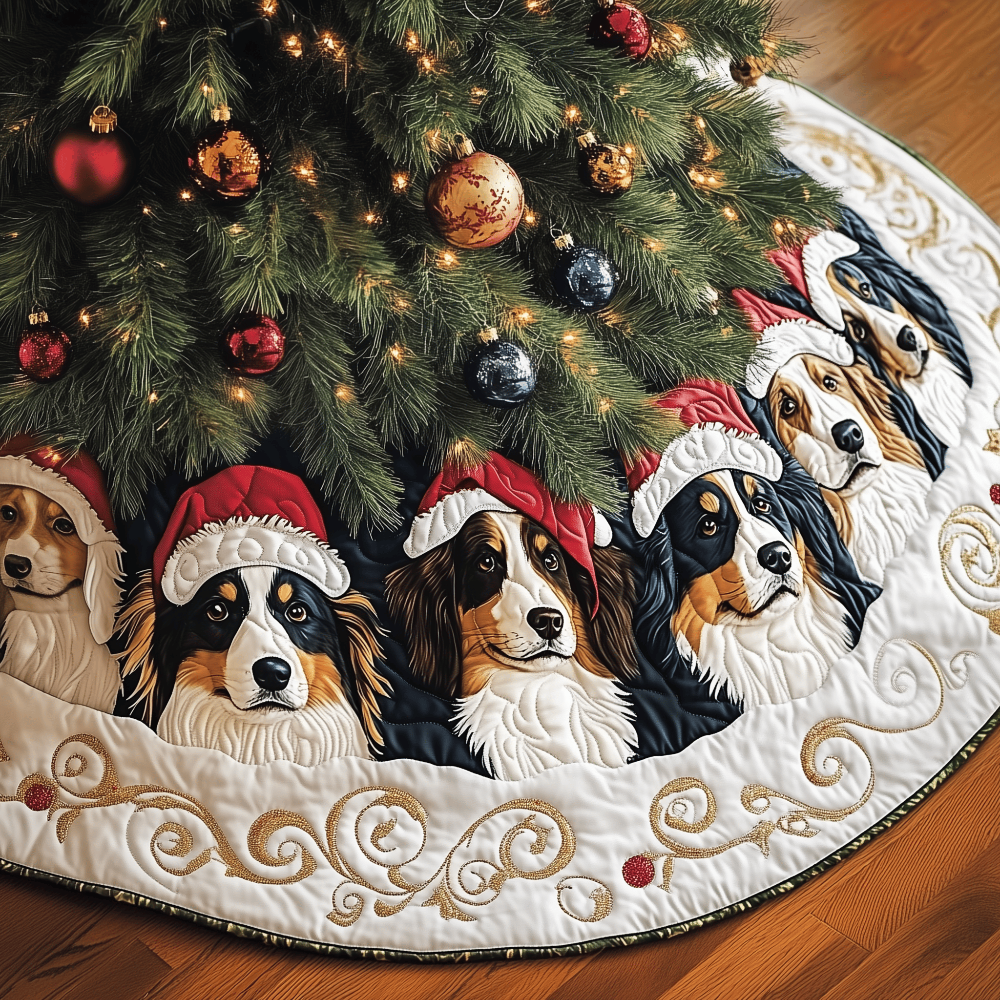Christmas Australian Shepherd Quilted Tree Skirt Christmas Tree Skirt Christmas Gifts For An Older Brother