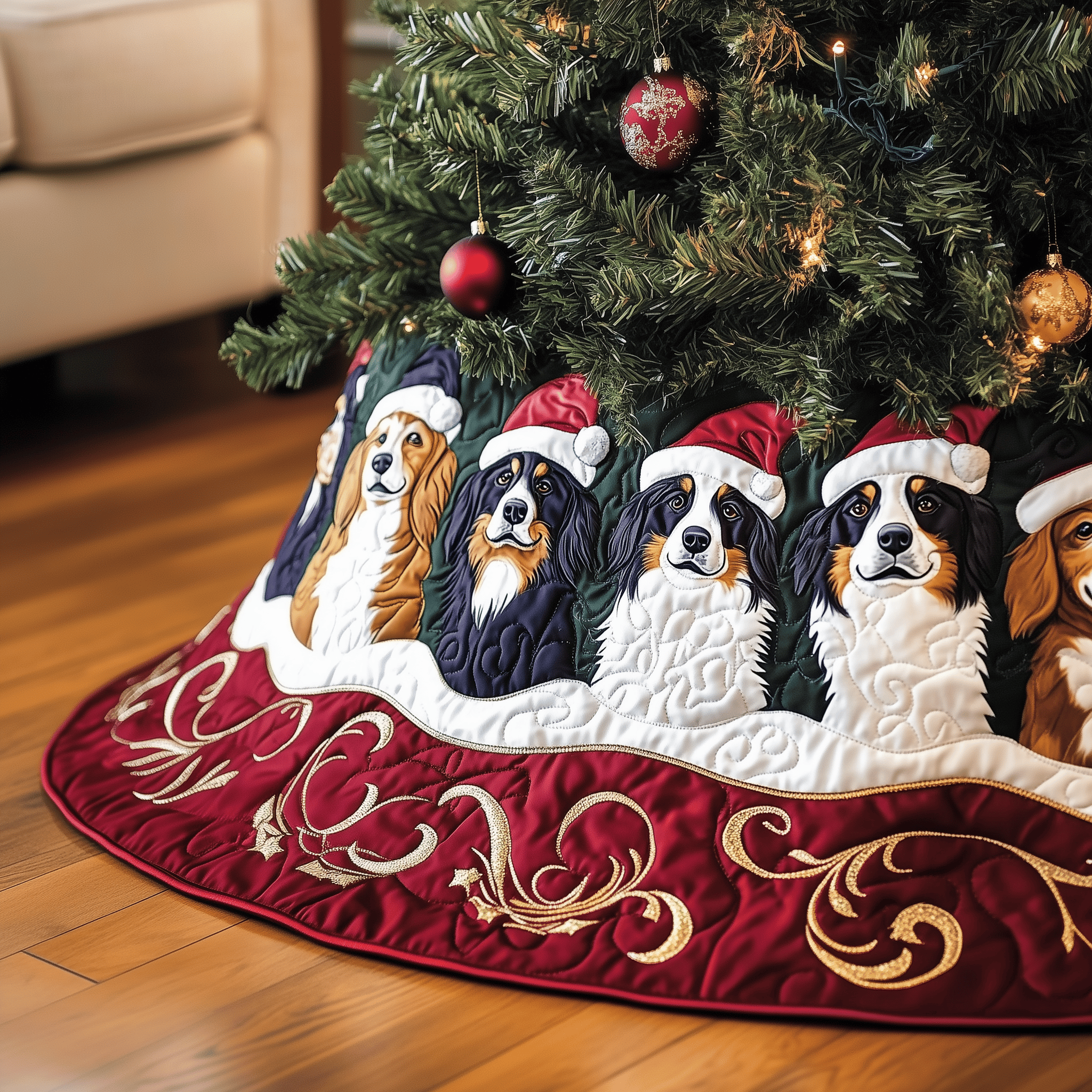 Christmas Australian Shepherd Quilted Tree Skirt For Large Trees Christmas Presents For Dad