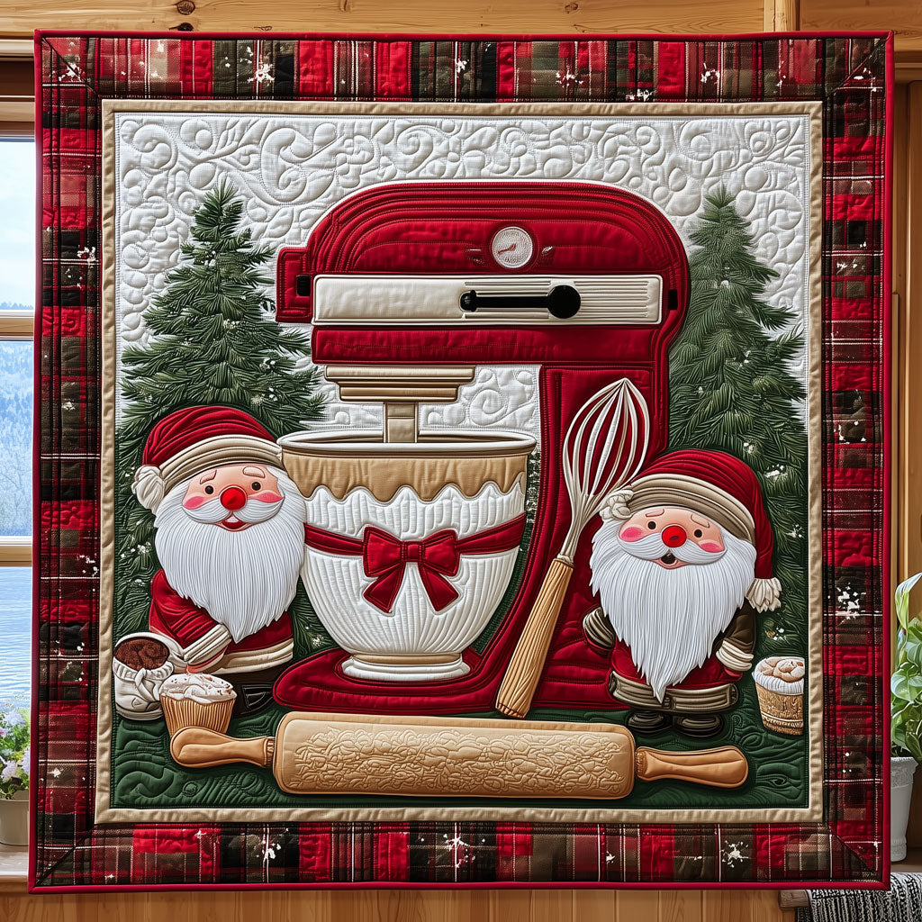 Christmas Baking Time with Joyful Gnomes Quilt Blanket Queen Size Blanket Snowman Themed Gifts