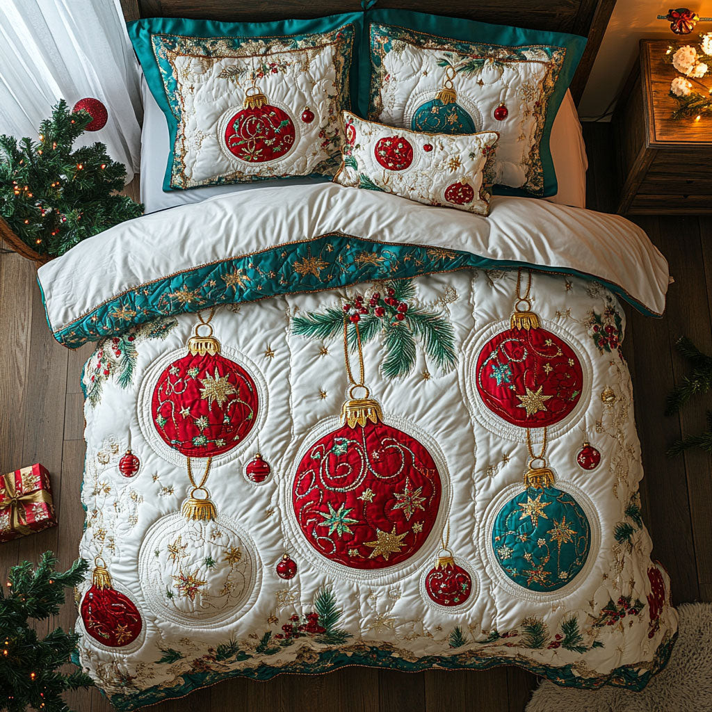 Christmas Balls Bedding Set Best Gift For Friends and Family on Christmas Day