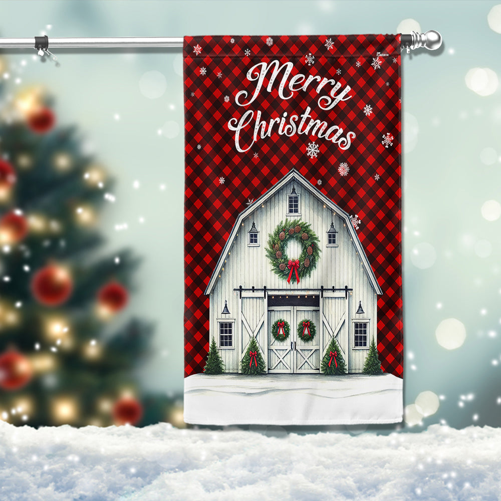 Christmas Barn Country Farm Flag Rustic Holiday Gift Home Decor