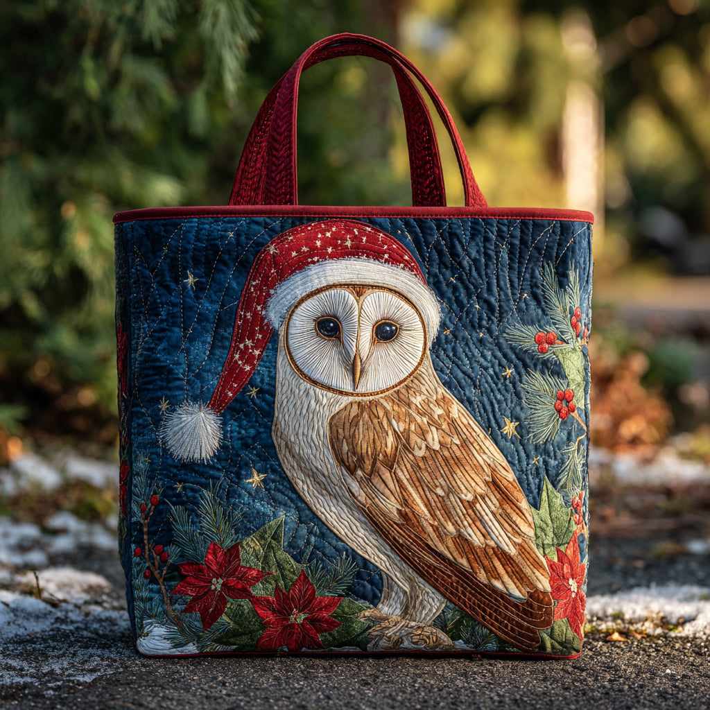 Christmas Barn Owl Quilted Tote Bag Owl Gifts For Women