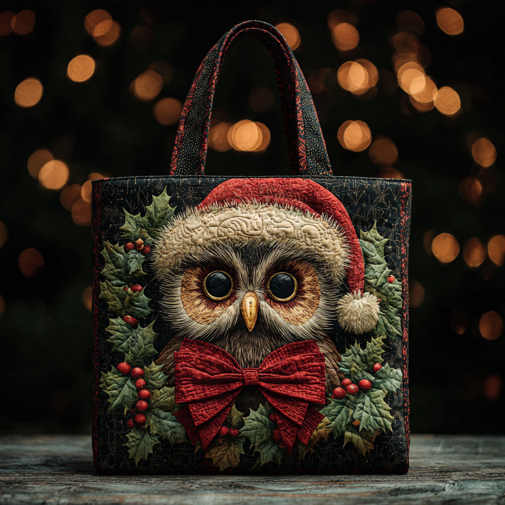 Christmas Barn Owl Quilted Tote Bag Owl Presents For Ladies