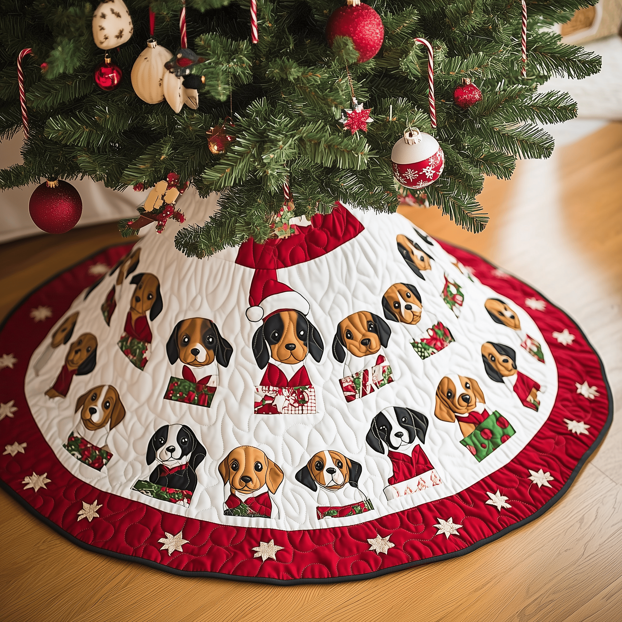 Christmas Beagle Quilted Tree Skirt Christmas Tree Skirt Gifts For People Who Love Dogs