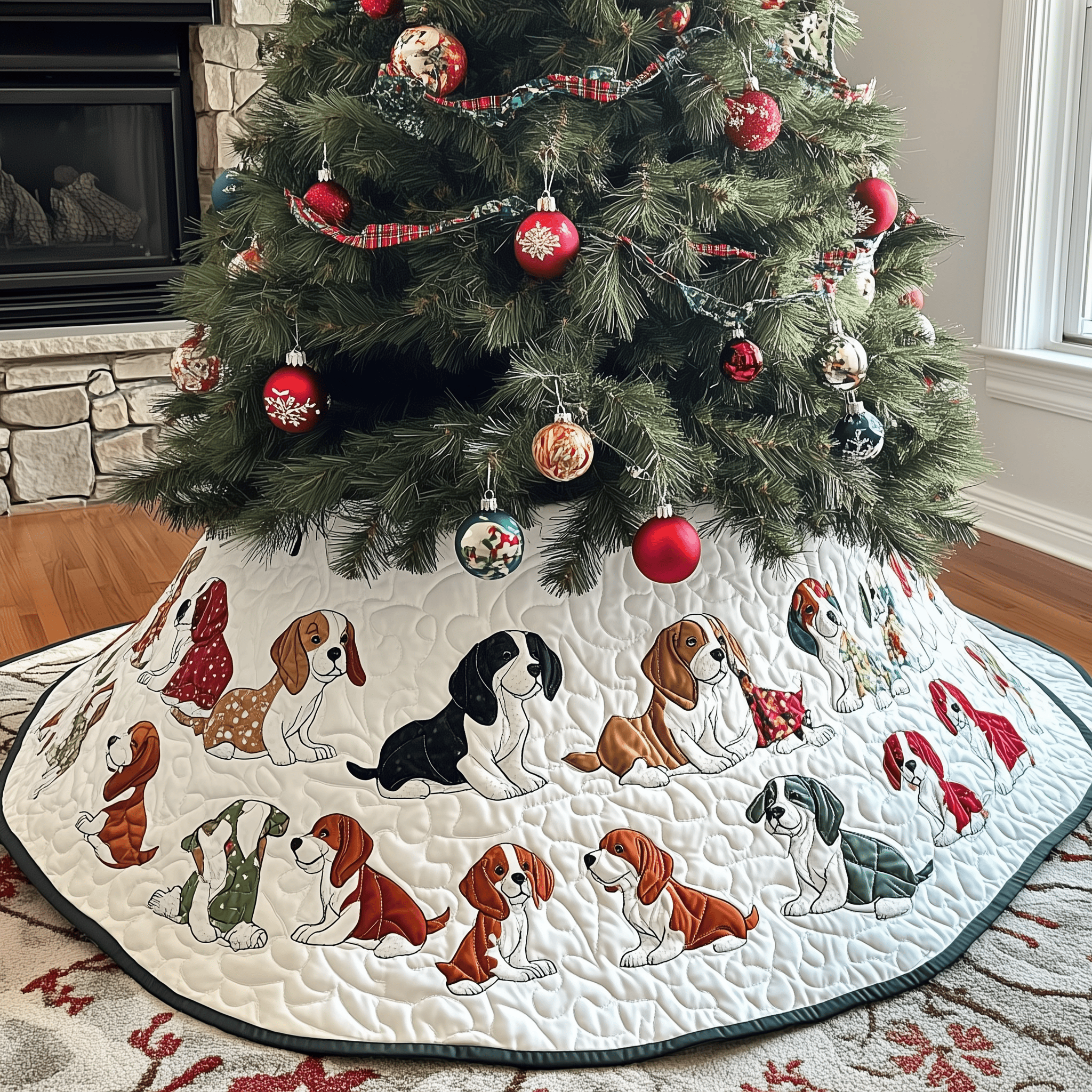 Christmas Beagle Quilted Tree Skirt Christmas Tree Skirt Gifts For People With Dogs