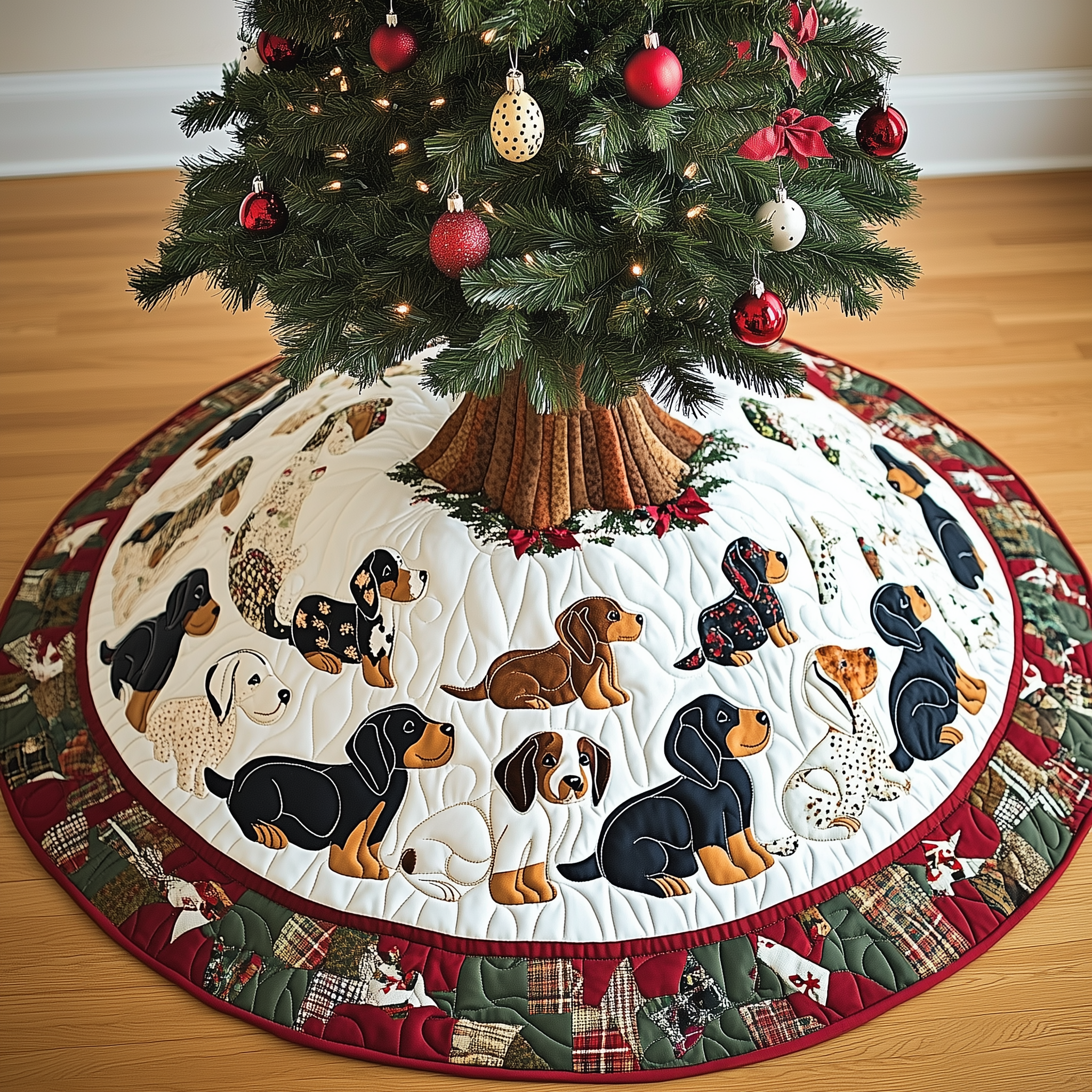 Christmas Beagle Quilted Tree Skirt Perfect Christmas Gift Merch