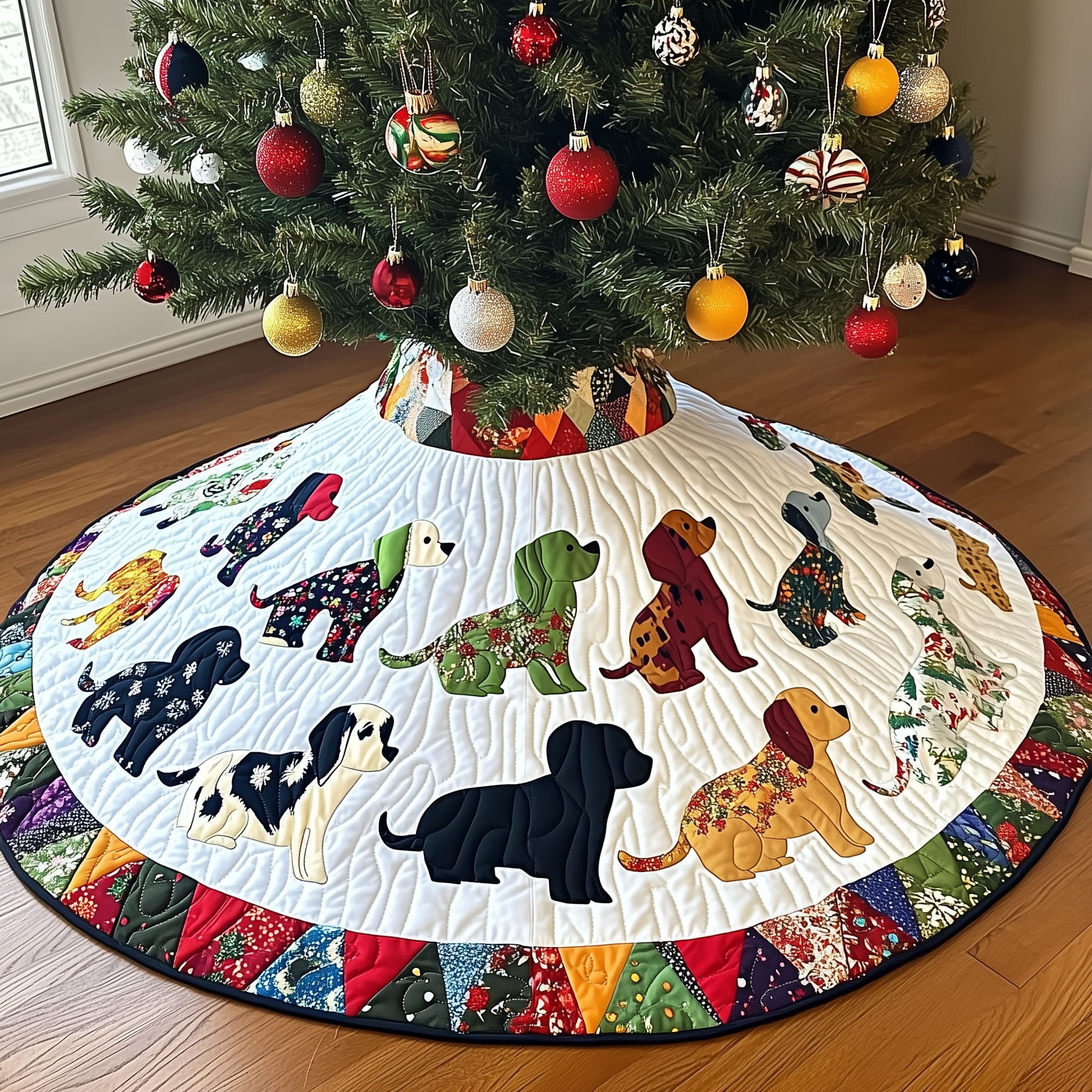Christmas Beagle Quilted Tree Skirt Xmas Tree Decorations Beagle Merchandise Themed Gifts