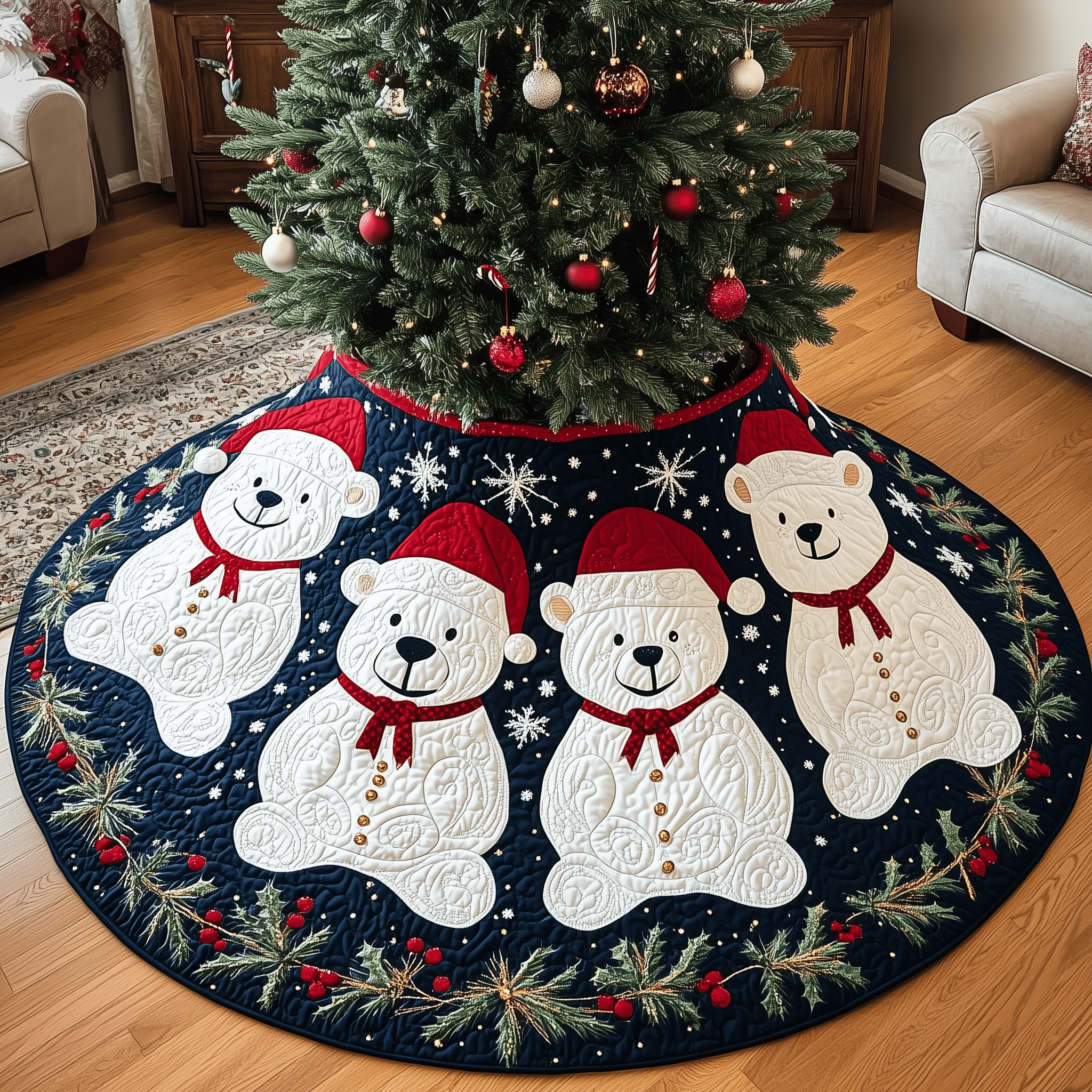 Christmas Bear Quilted Tree Skirt Antique Christmas Tree Skirt Nanna Gifts For Christmas