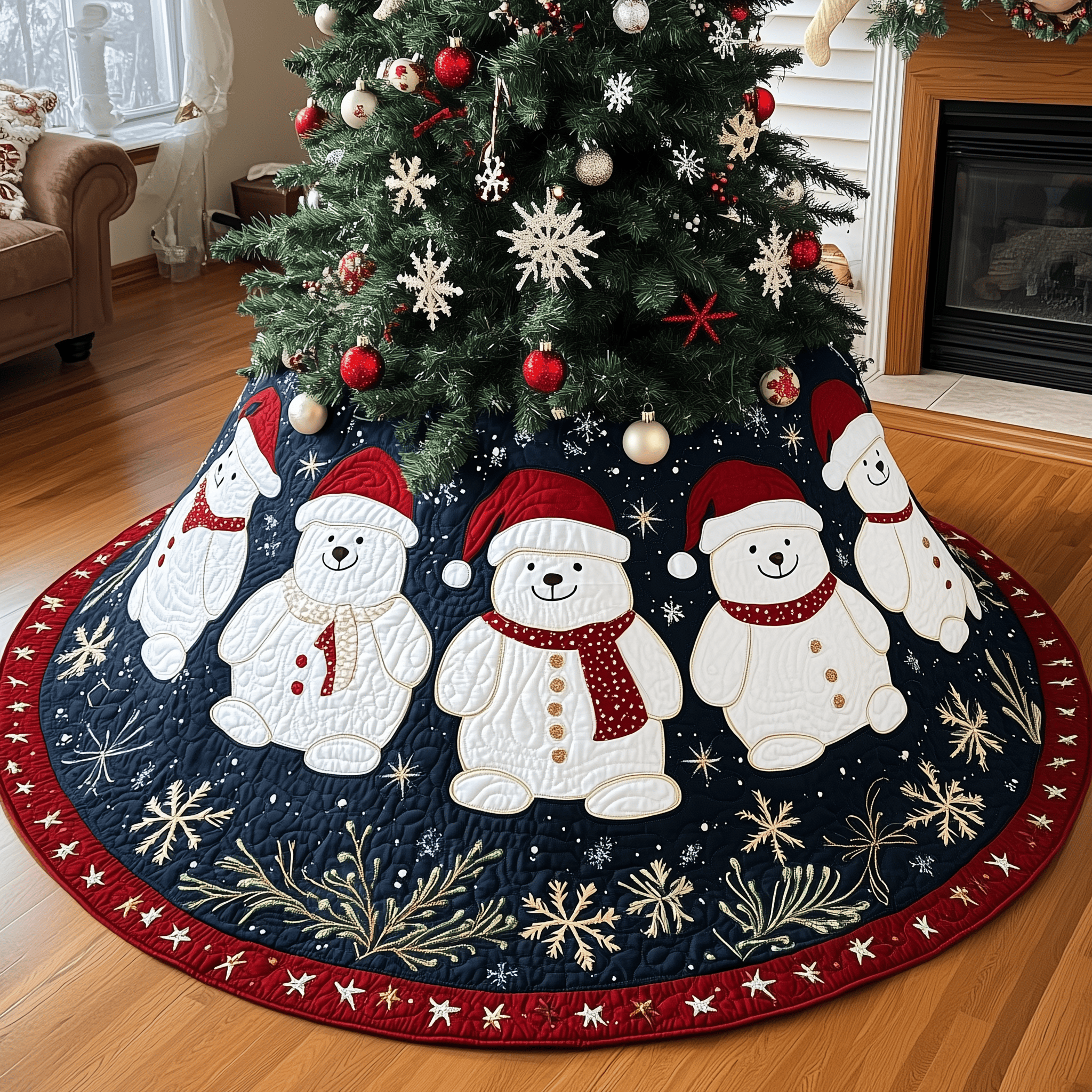 Christmas Bear Quilted Tree Skirt Cute Christmas Decor Good Christmas Presents For Mom