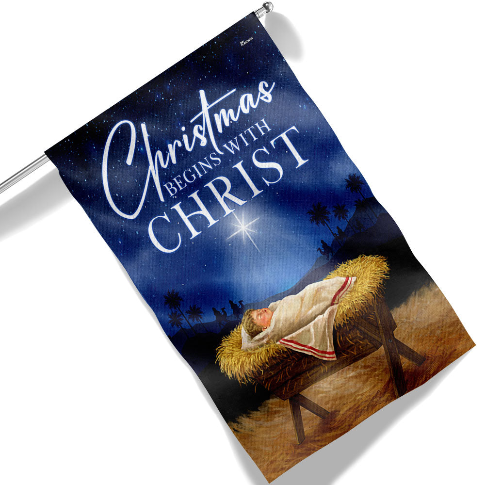 Christmas Begins With Christ Flag Festive Season