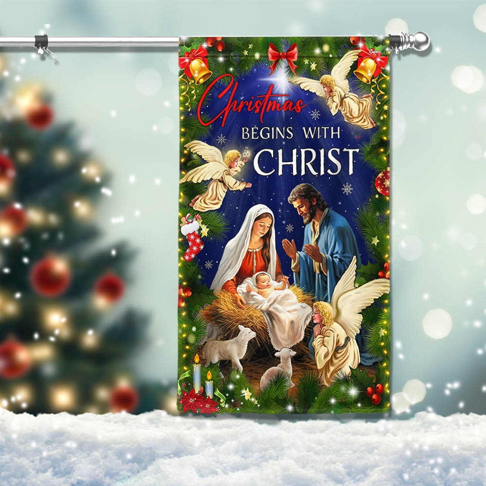 Christmas Begins With Christ Flag Holiday Edition
