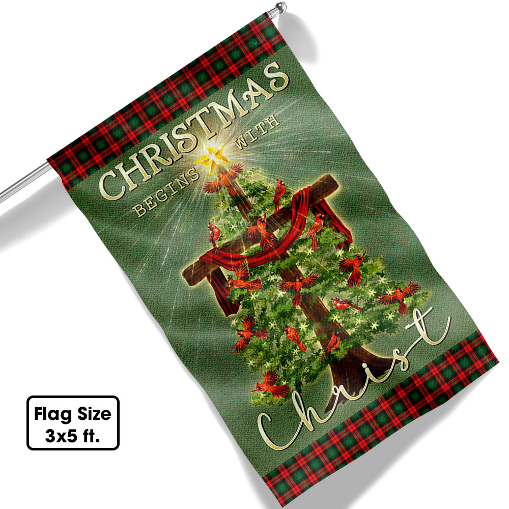 Christmas Begins With Christ Flag Merry Christmas