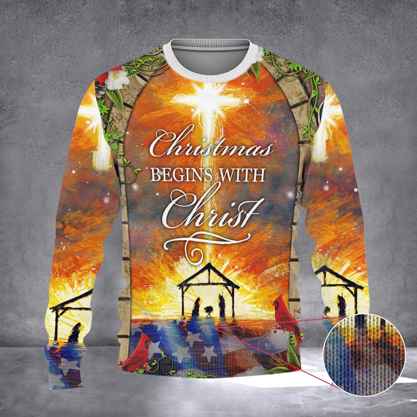 Christmas Begins With Christ Sweater The Birth Of Jesus Ugly Christmas Sweater Patriotic Merch Christmas Begins With Christ Sweater The Birth Of Jesus Ugly Christmas Sweater Patriotic Merch