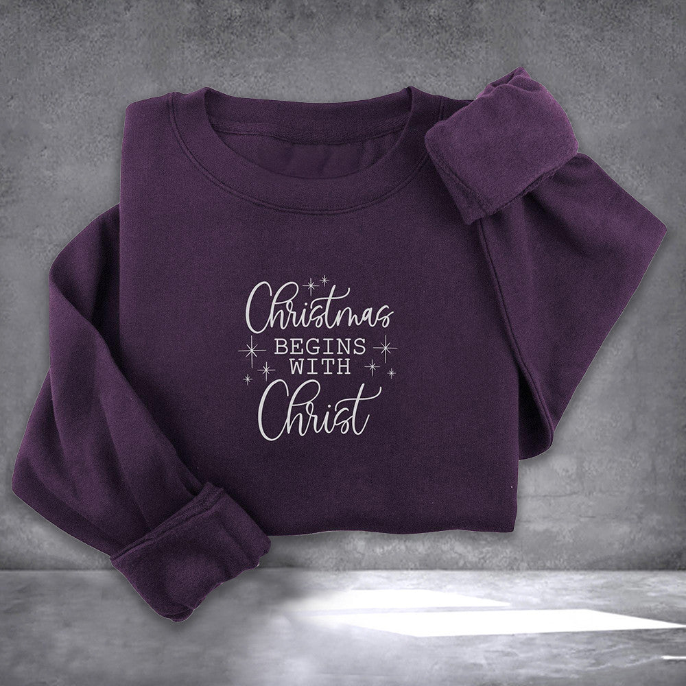 Christmas Begins With Christ Sweatshirt Nativity Jesus God Christmas Sweatshirt Gifts