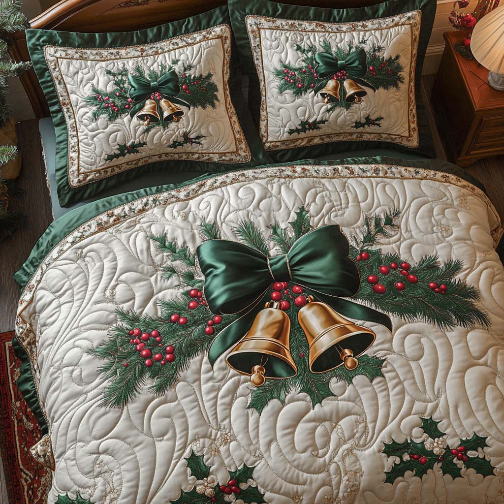 Christmas Bell Charm Quilted Bedding Set Holiday Duvet Covers Christmas Giving Ideas For Families