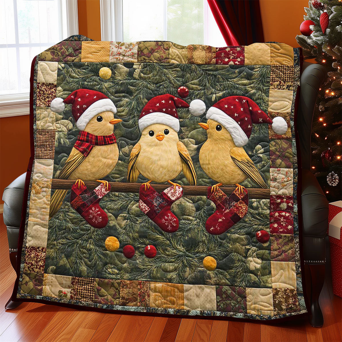 Christmas Bird Quilt Blanket Large Sofa Throws Mother's Day Gifts For New Moms