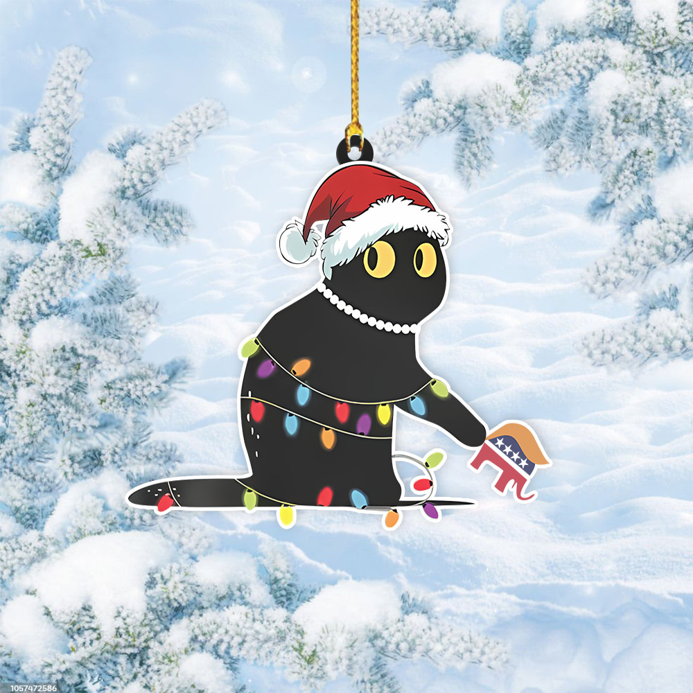 Christmas Black Cat Anti Trump Ornament Shape Kamala Harris For President Ornament