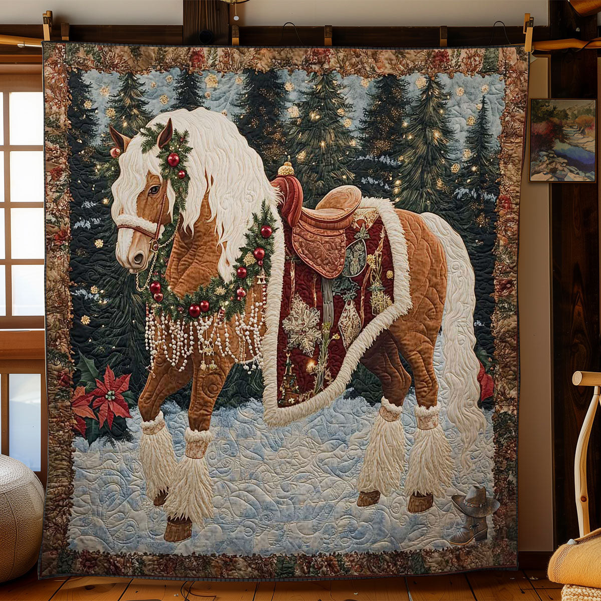 Christmas Blessing Horse Quilt Blanket Couch Blanket Bonus Dad Gifts