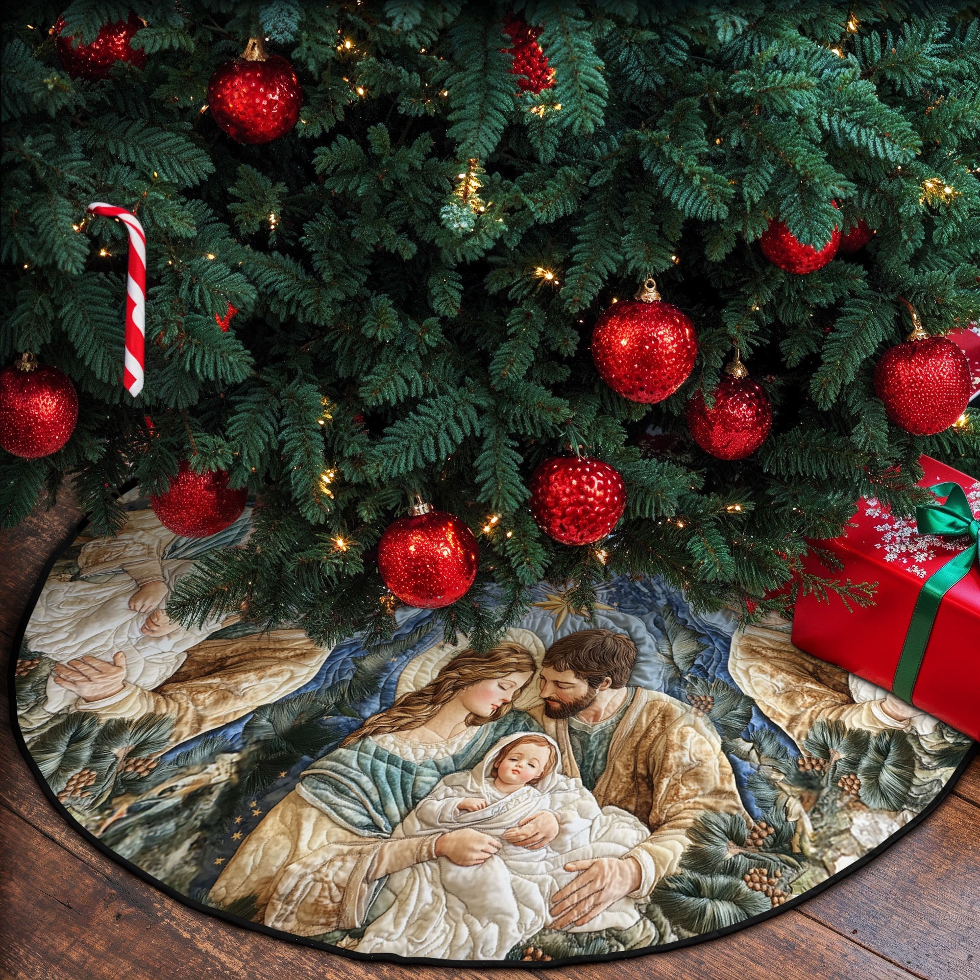 Christmas Blessing Quilted Christmas Tree Skirt Indoor Xmas Decorations Christmas Presents