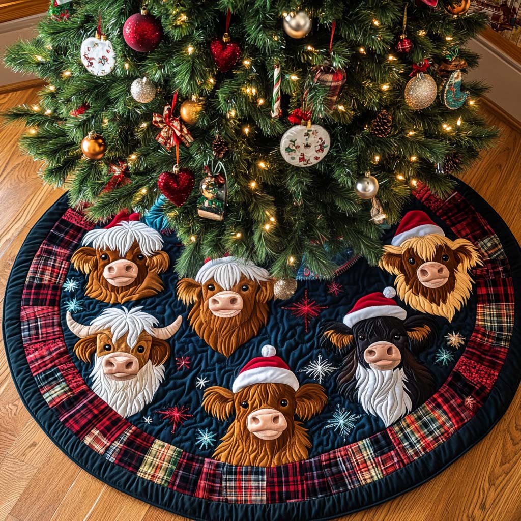 Christmas Bliss Christmas Quilted Tree Skirt Cozy Holiday Tree Skirt to Brighten Your Home