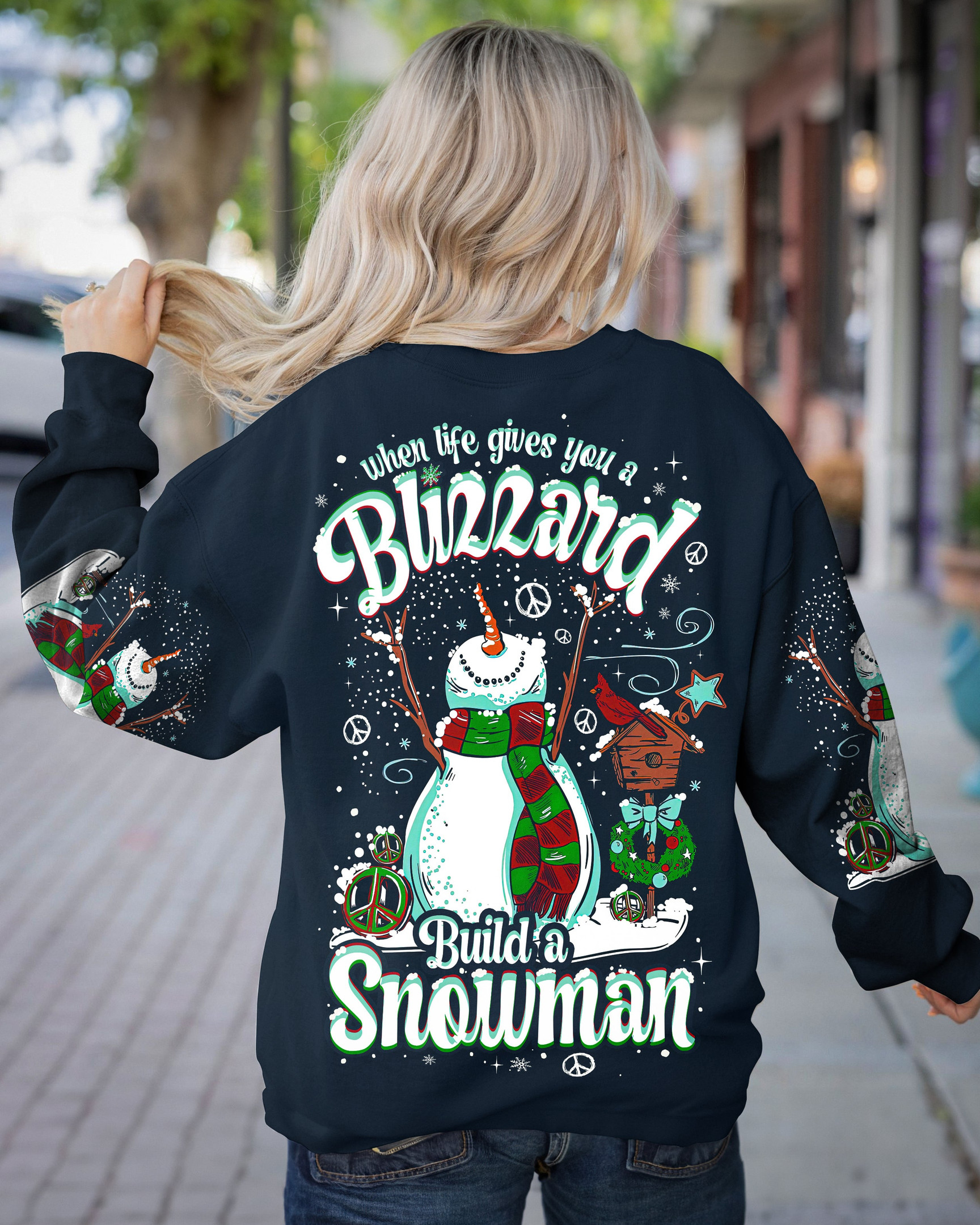 Christmas Blizzard Build A Snowman Sweatshirt Cute Winter Clothes Hippie Gifts For Her