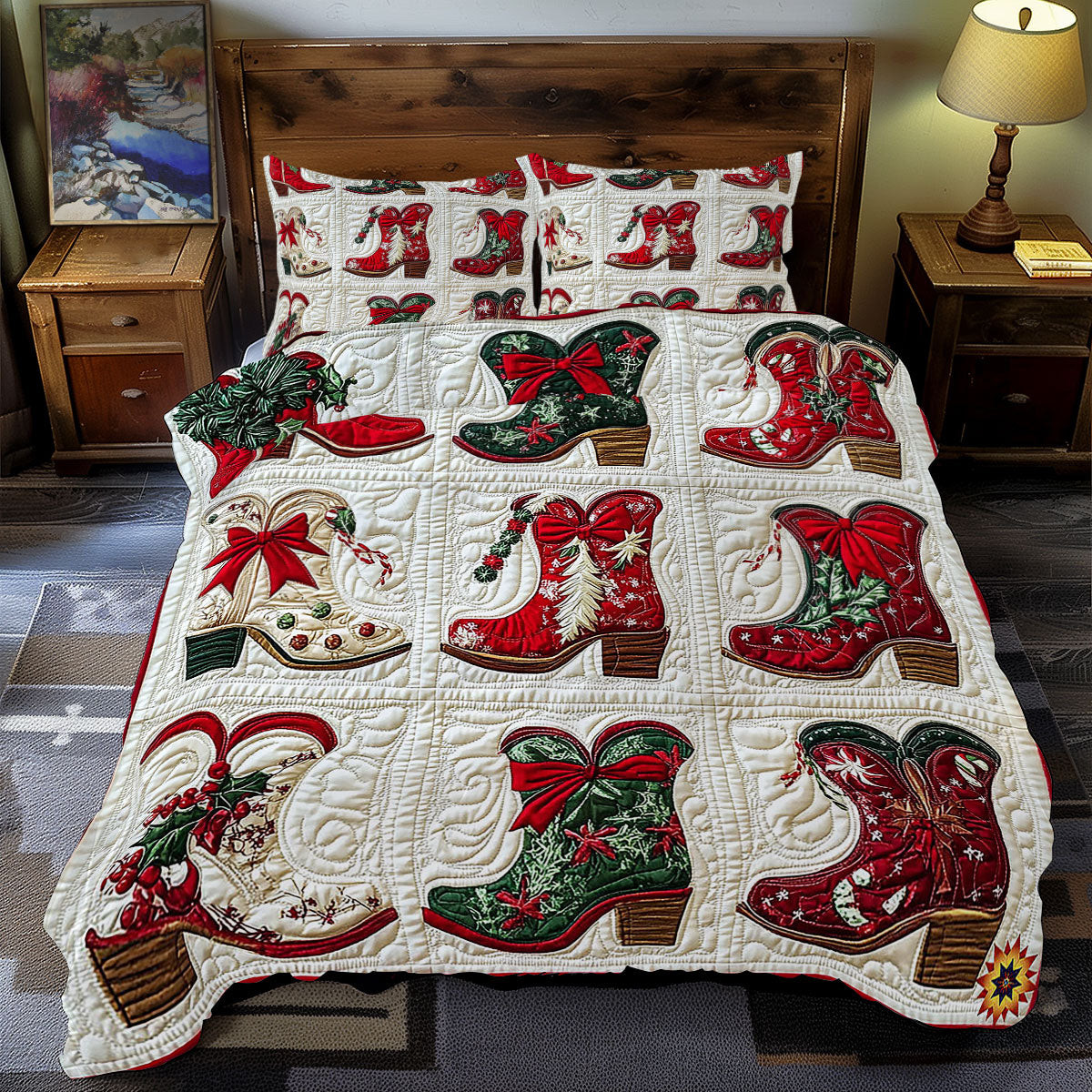 Christmas Boots Collection Bedding Set Best Gift For Friends and Family on Christmas Day