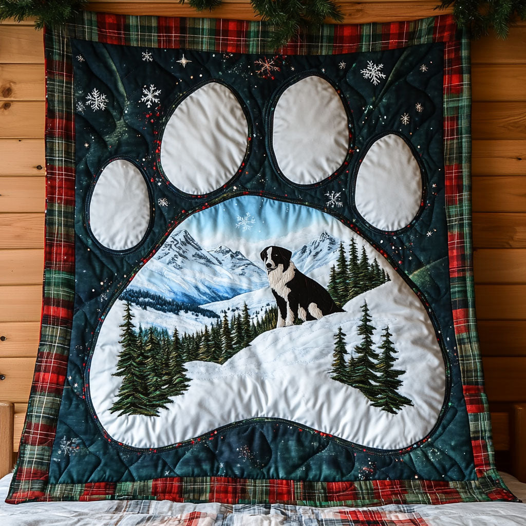 Christmas Border Collie Paw Quilt Blanket Winter Blanket Border Collie Gifts Dog Lovers