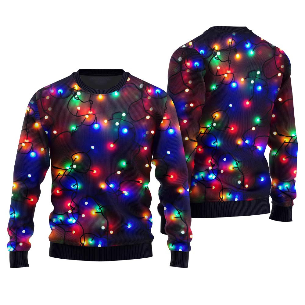 Christmas Bulbs Print Ugly Sweater Cozy Christmas Sweater for Holiday Season