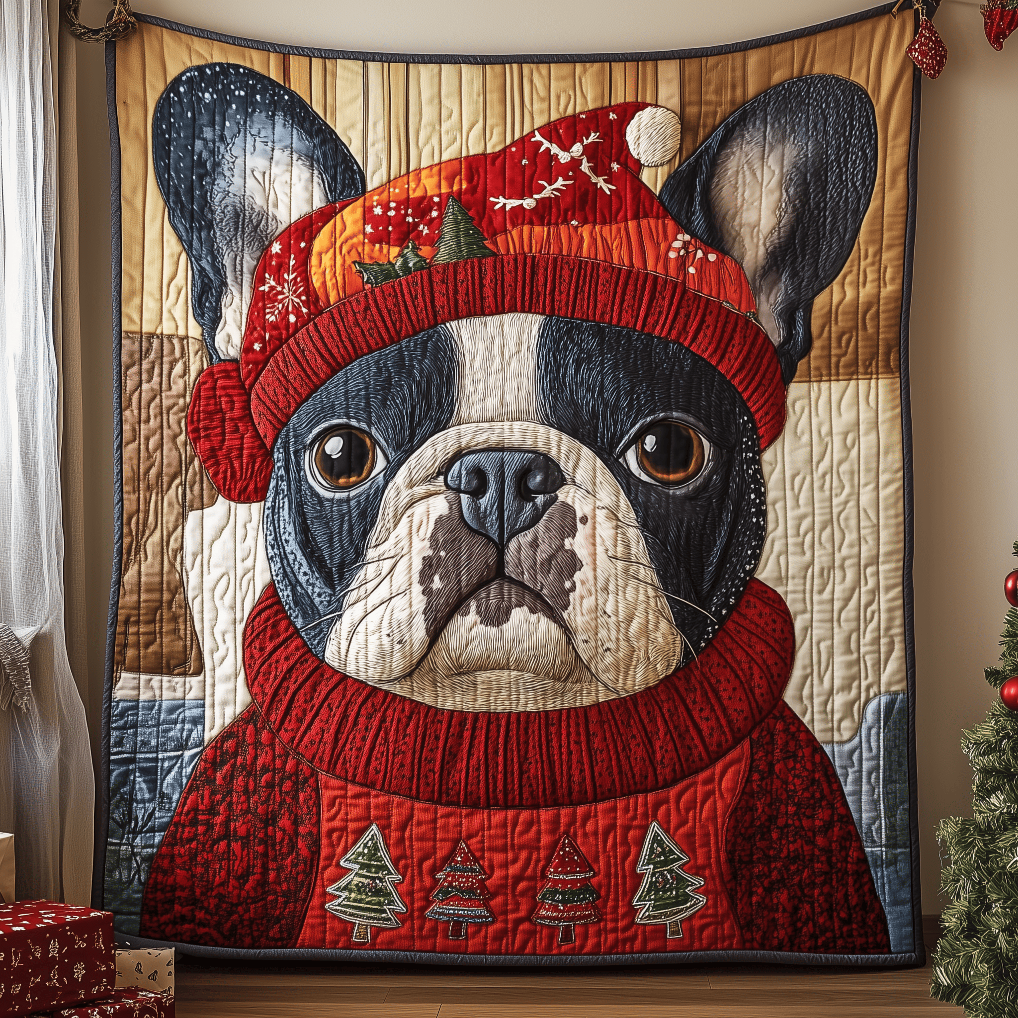 Christmas Bulldog Quilted Blanket Cute Sofa Throws Gift Ideas For Farm Dad