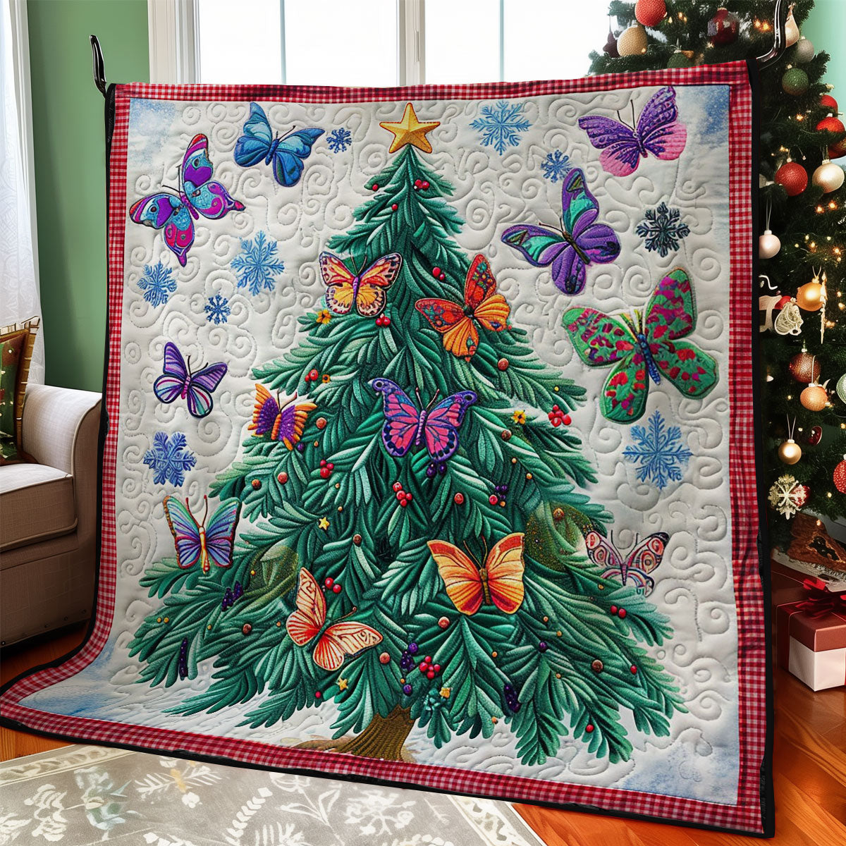 Christmas Butterfly Quilted Blanket Throw Blankets For Couch Christmas Gifts For Her