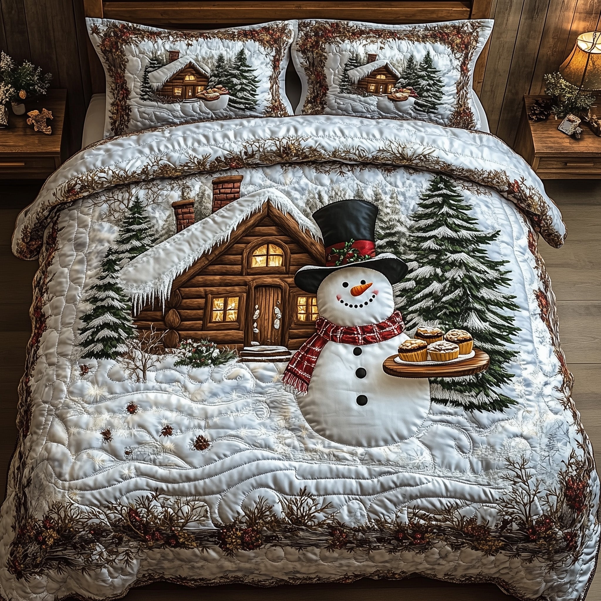 Christmas Cabin Cheer Quilted Bedding Set Duvet Cover Bedspread Cute Christmas Gift Ideas