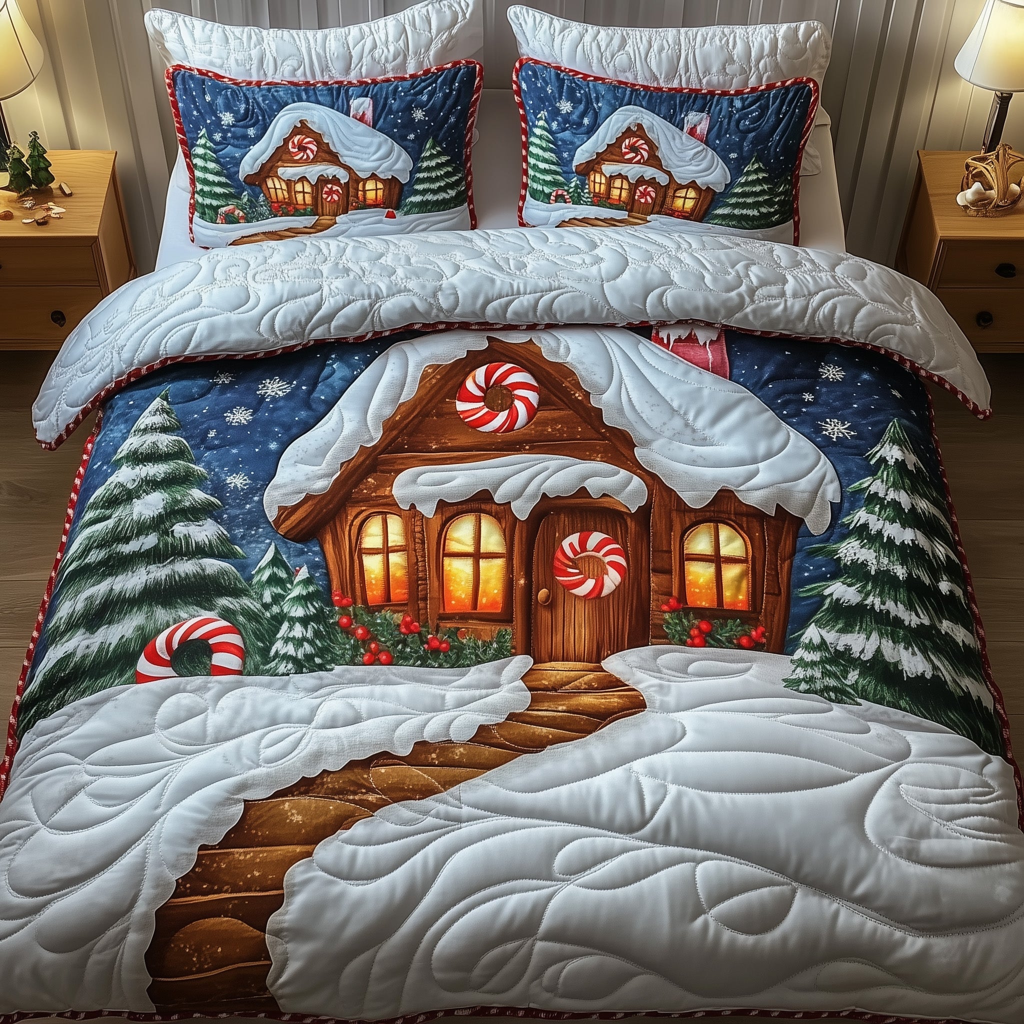 Christmas Cabin Duvet Cover Set Practical Merch Choice