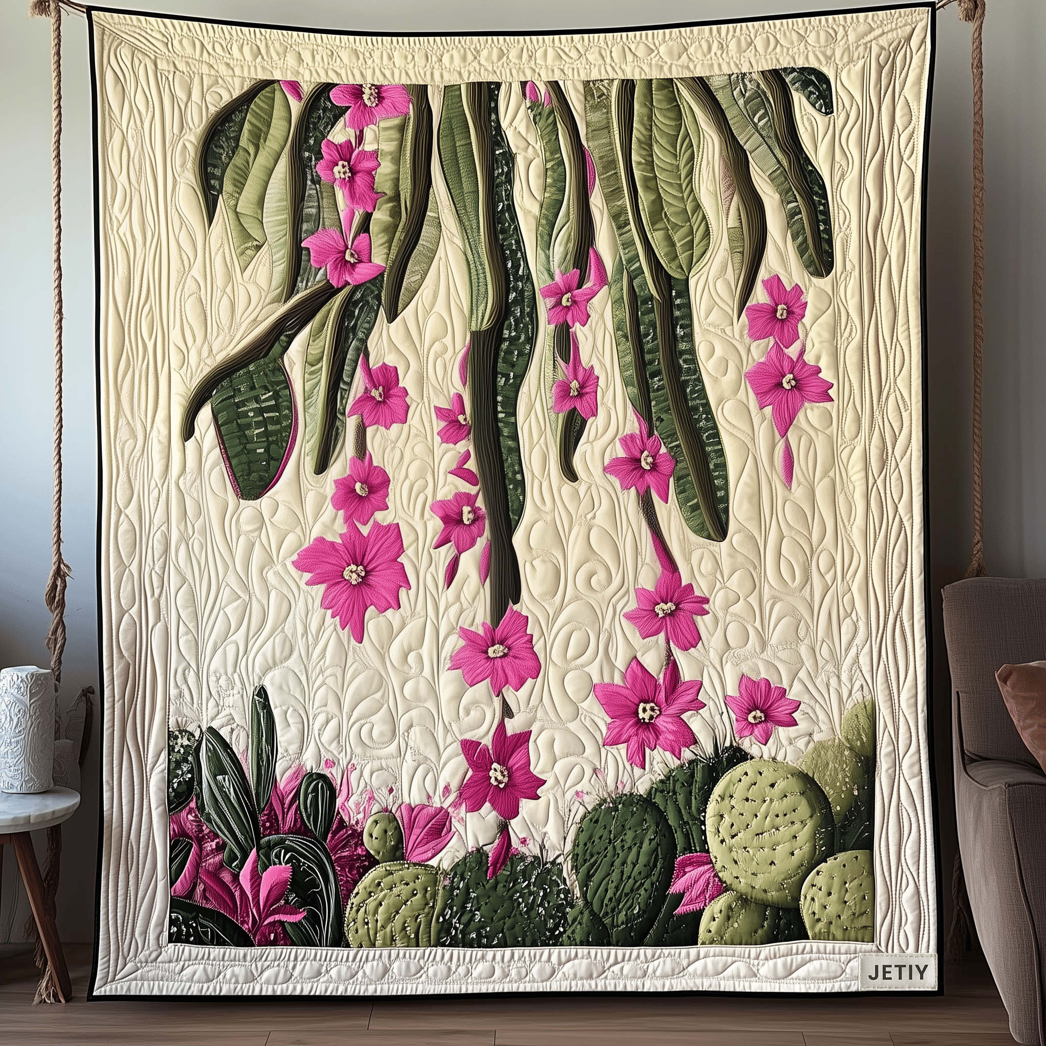 Christmas Cactus Quilted Blanket Christmas Throw Blanket Christmas Presents For Plant Lovers