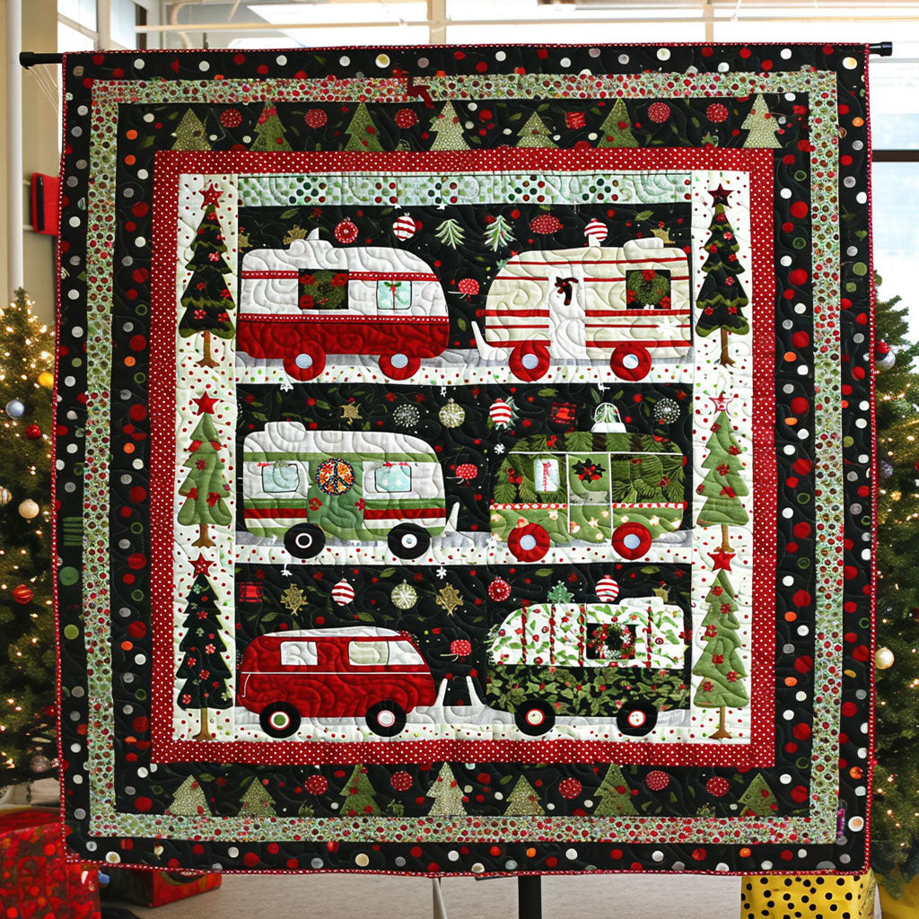 Christmas Camper Van Holiday Christmas Quilt Blanket Camping Gifts For Couples