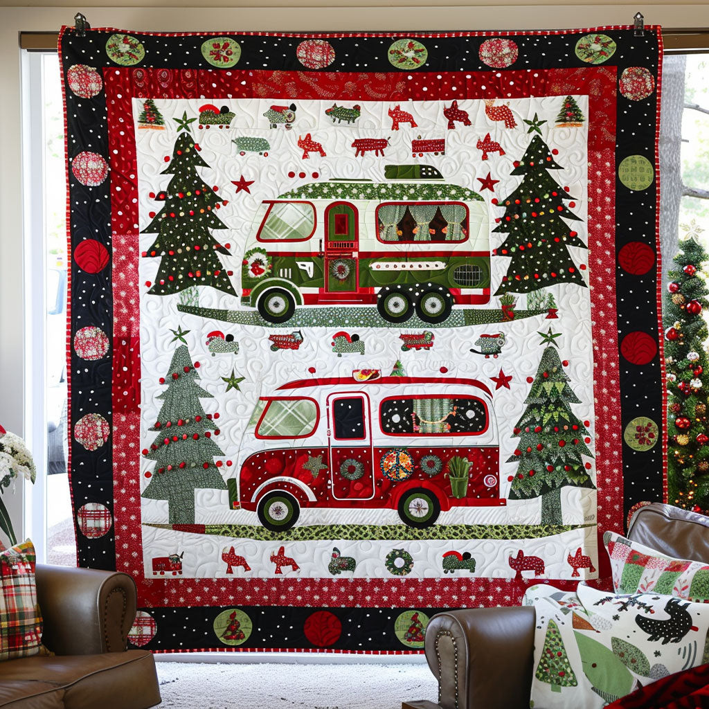 Christmas Camper Van Holiday Christmas Quilt Blanket Camping Gifts For Men Women