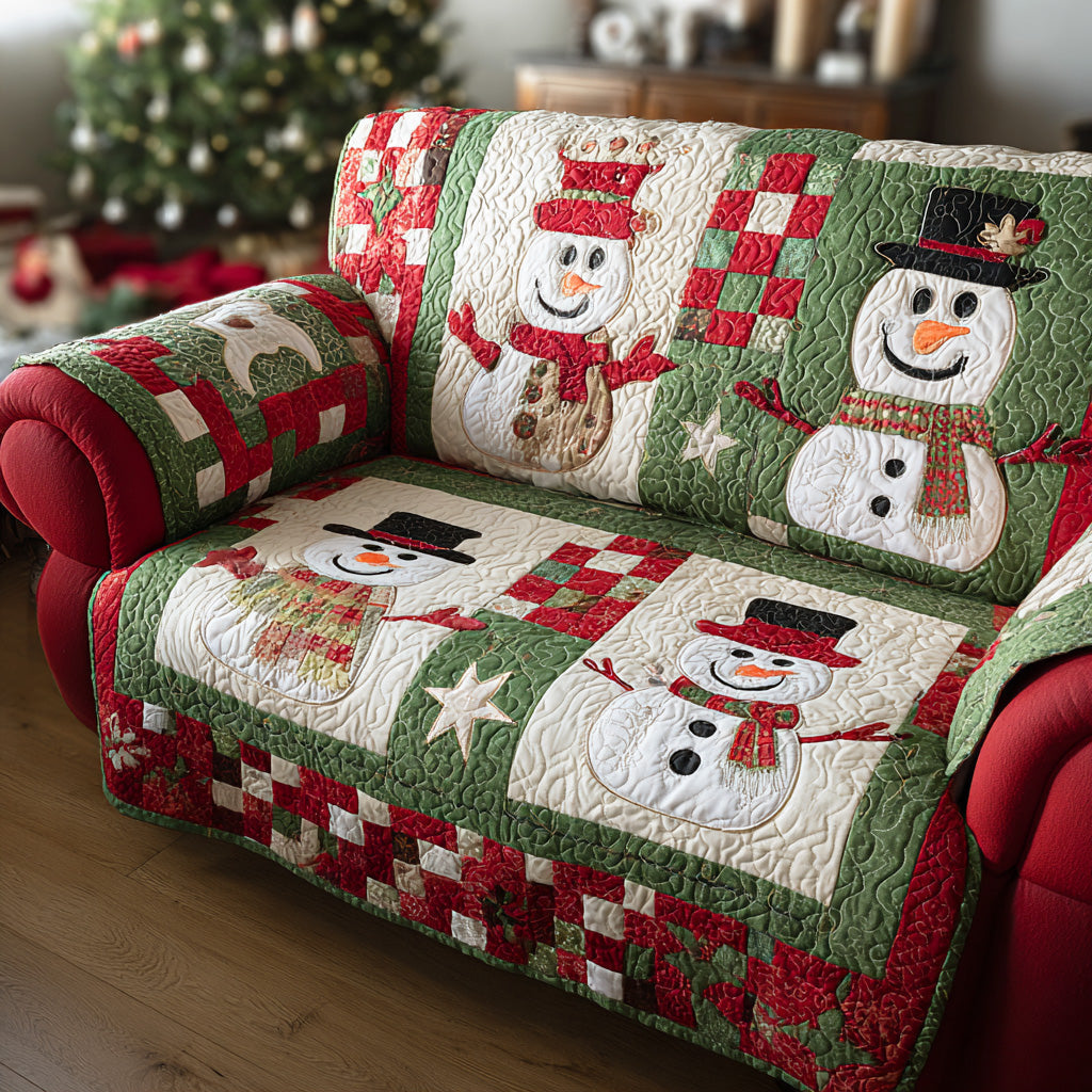 Christmas Candle Night Quilted Sofa Cover Holiday Couch Covers Best Gifts For Grandma