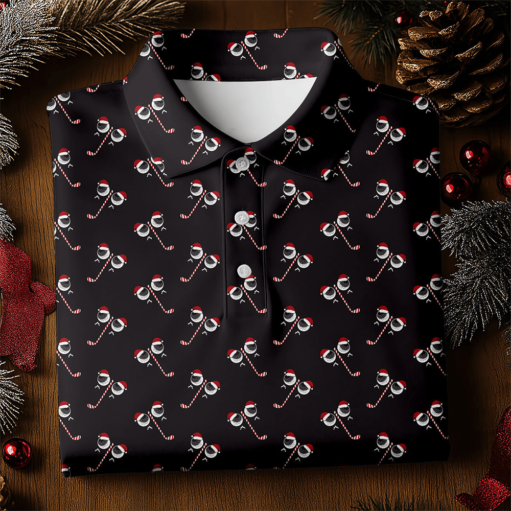 Christmas Candy Cane Pattern Polo Shirt Golf Shirt Christmas Gifts For Golf Players